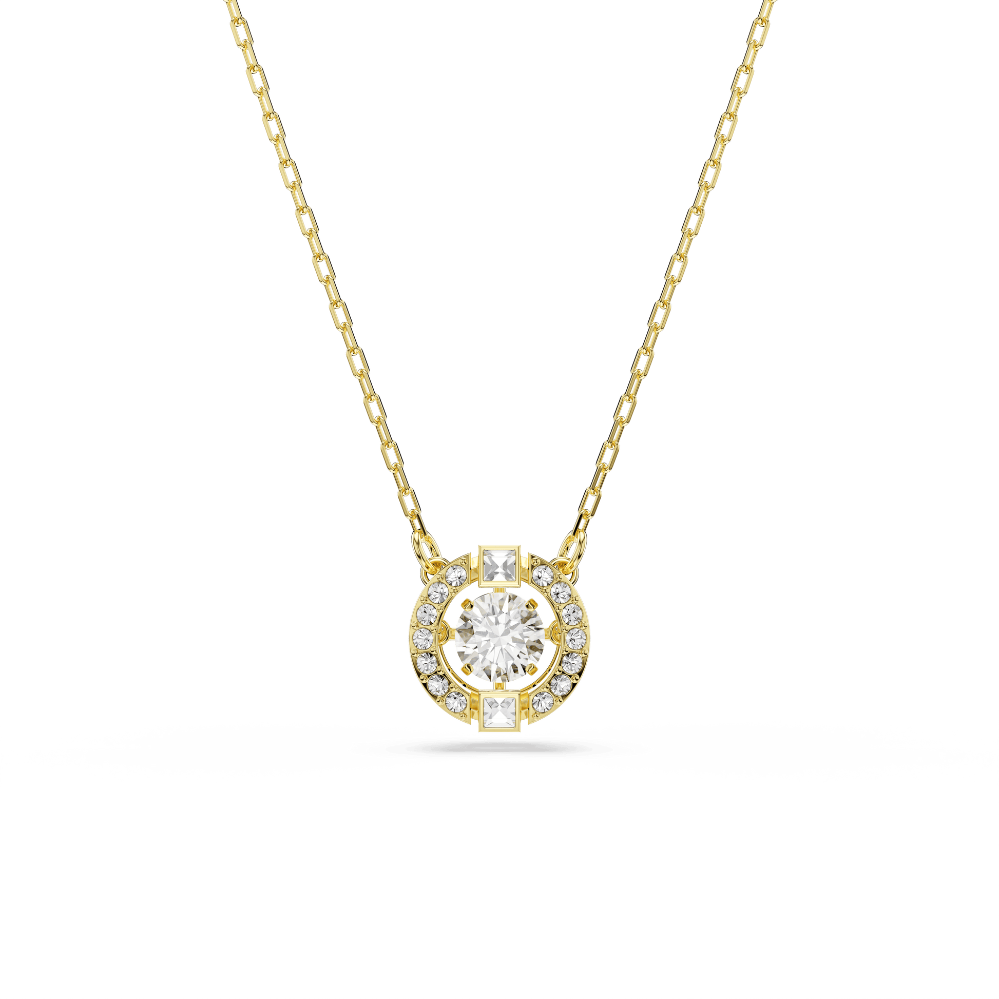 Una Angelic pendant, Mixed cuts, White, 18K gold finish