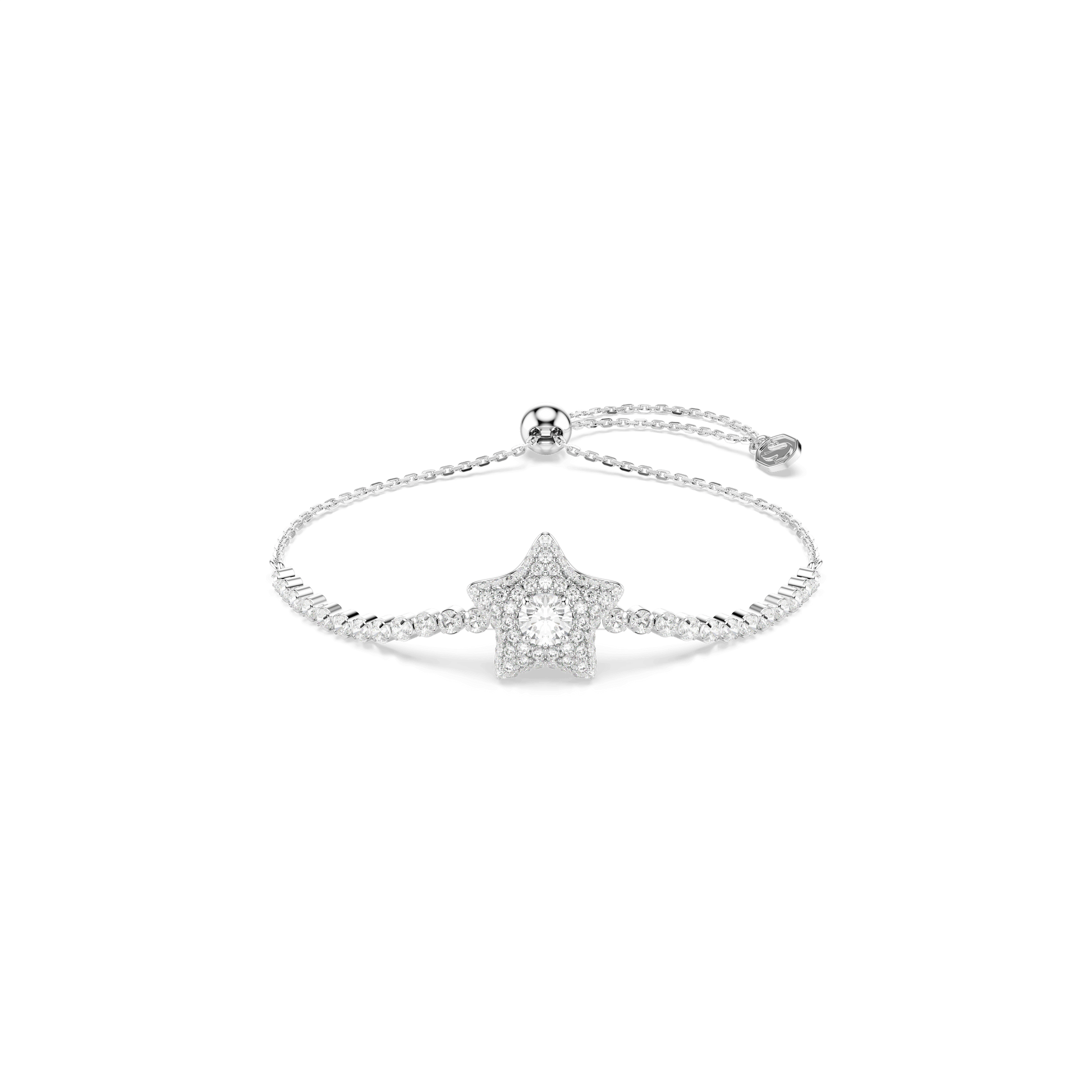 Sublima bracelet, Round cut, Star, White, Rhodium plated
