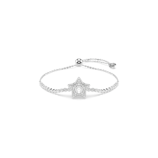 Sublima bracelet, Round cut, Star, White, Rhodium plated