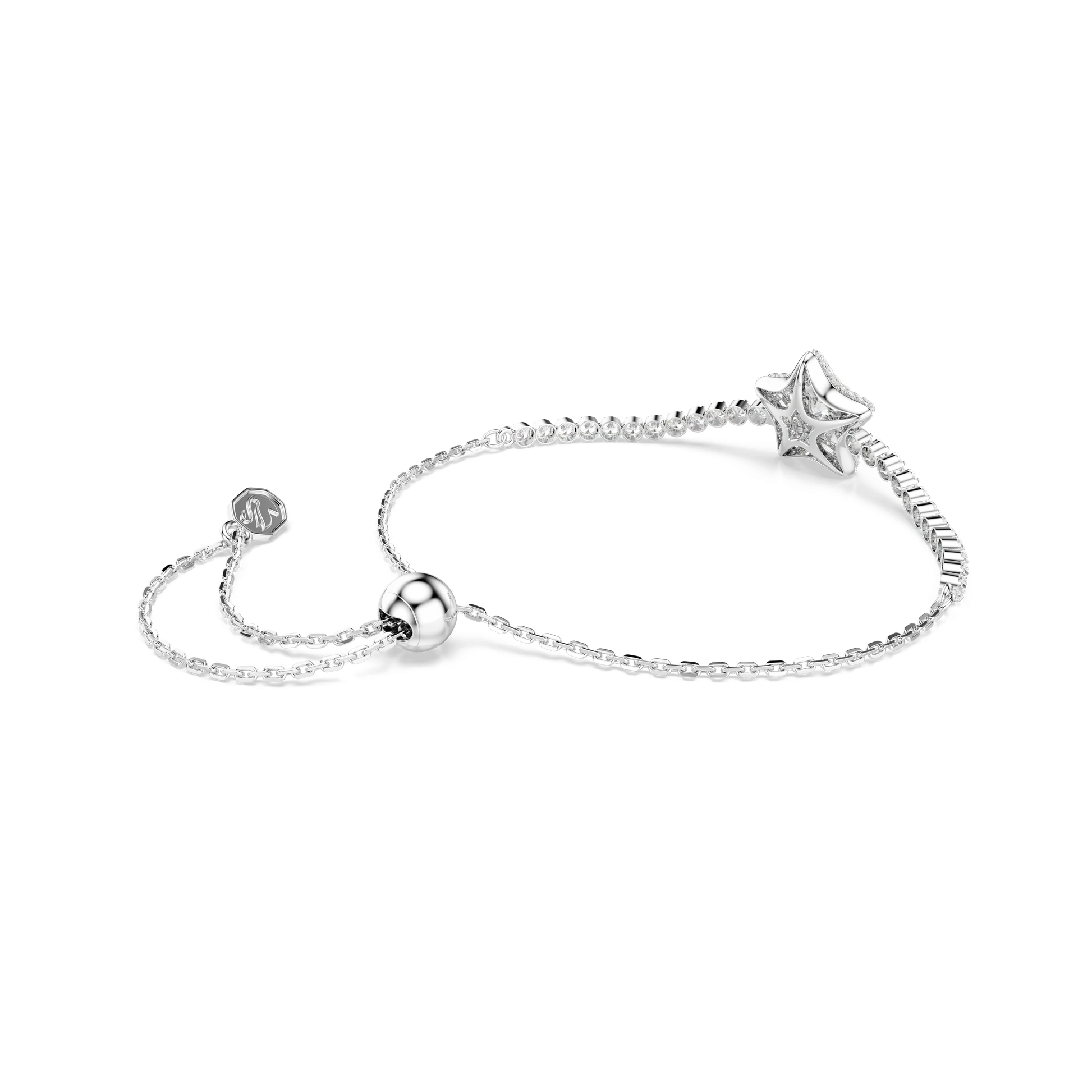 Sublima bracelet, Round cut, Star, White, Rhodium plated