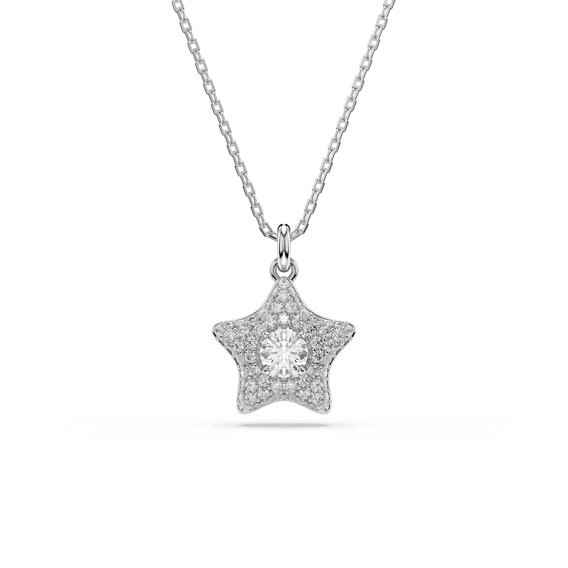 Sublima pendant, Round cut, Star, White, Rhodium plated