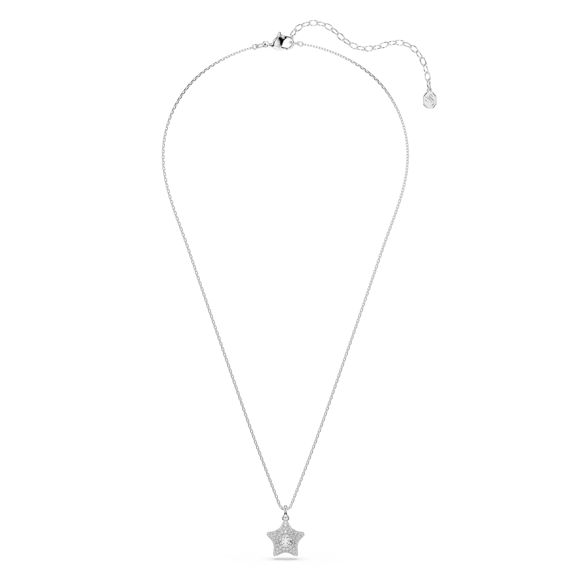 Sublima pendant, Round cut, Star, White, Rhodium plated