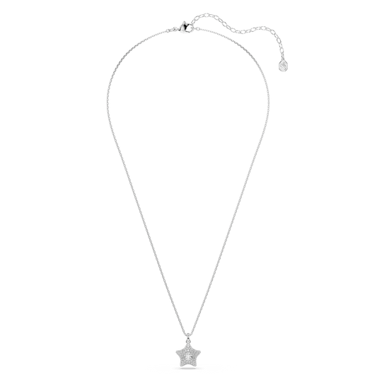 Sublima pendant, Round cut, Star, White, Rhodium plated