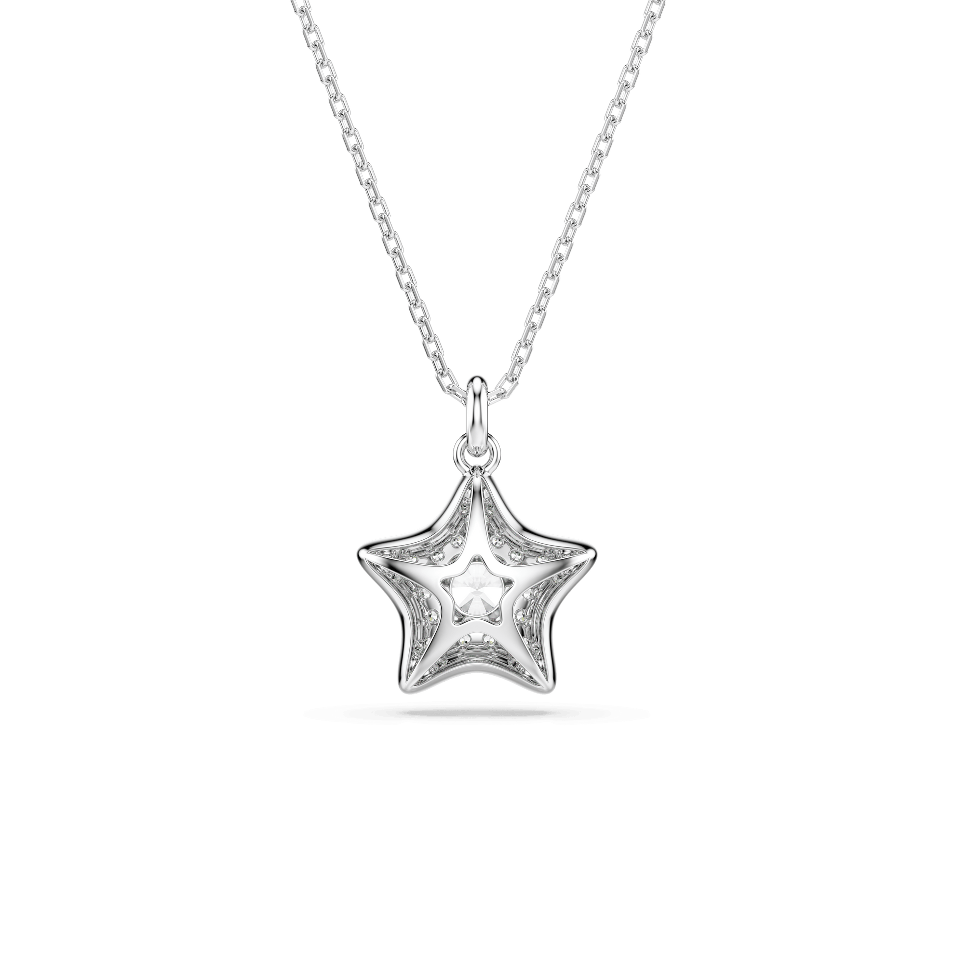 Sublima pendant, Round cut, Star, White, Rhodium plated