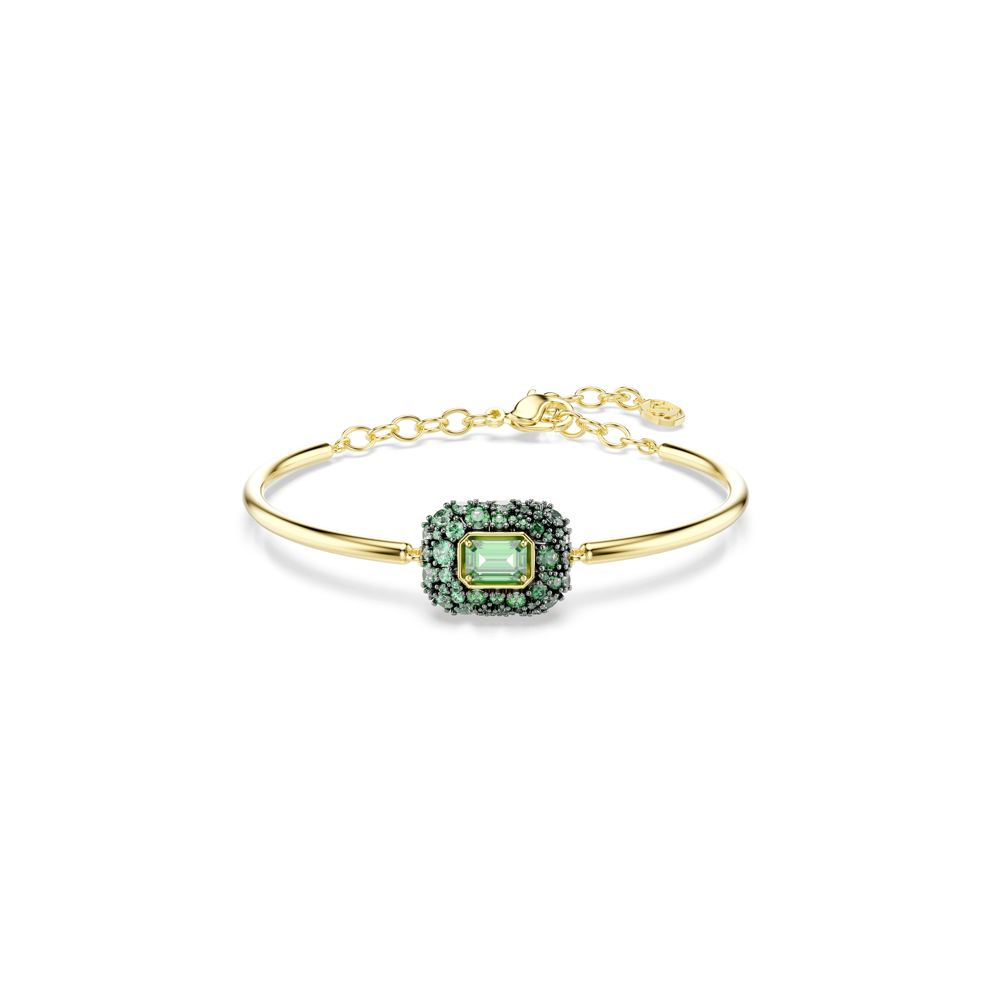 Sublima bangle, Octagon cut, Green, 18K gold finish