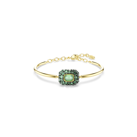 Sublima bangle, Octagon cut, Green, 18K gold finish