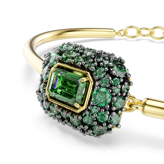 Sublima bangle, Octagon cut, Green, 18K gold finish
