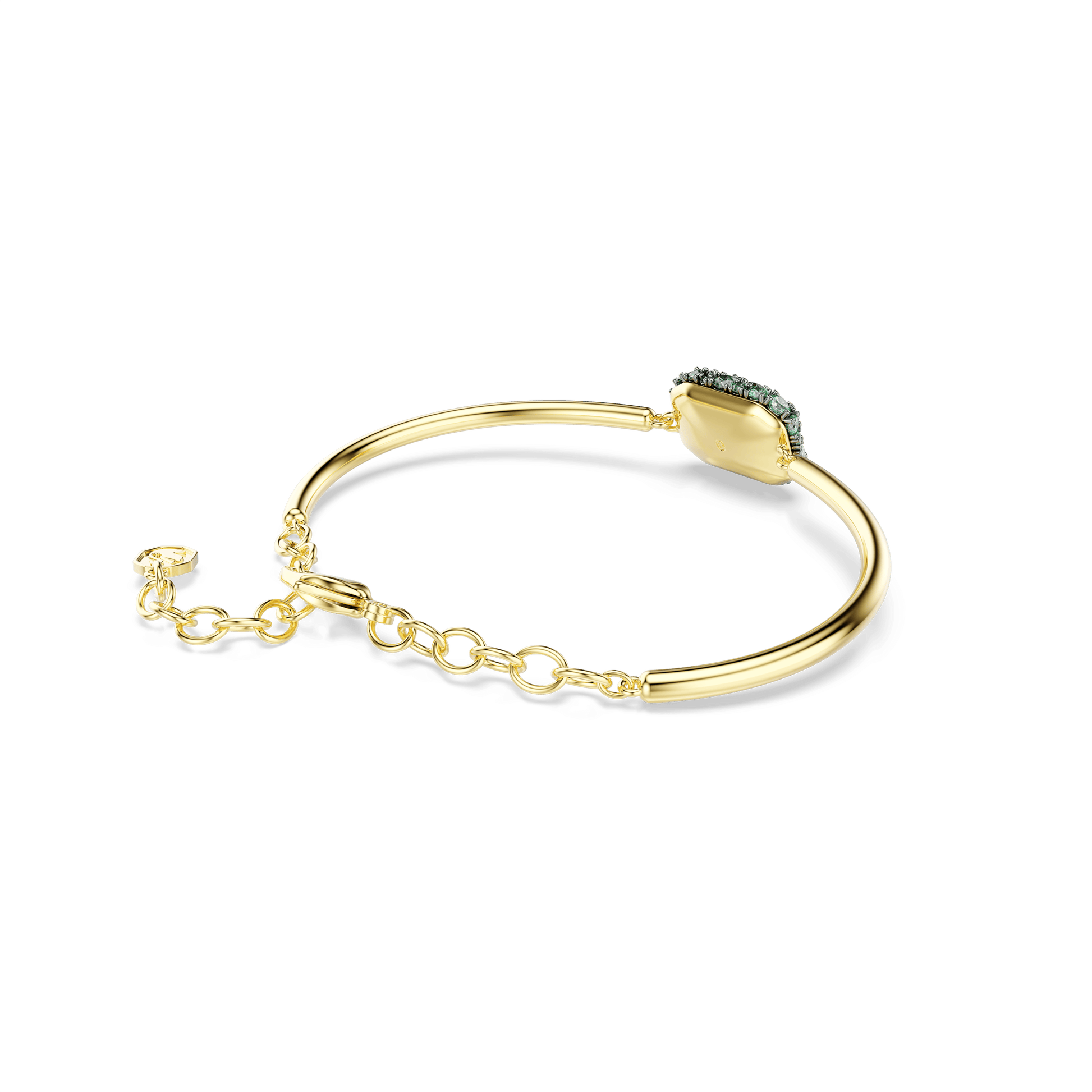 Sublima bangle, Octagon cut, Green, 18K gold finish