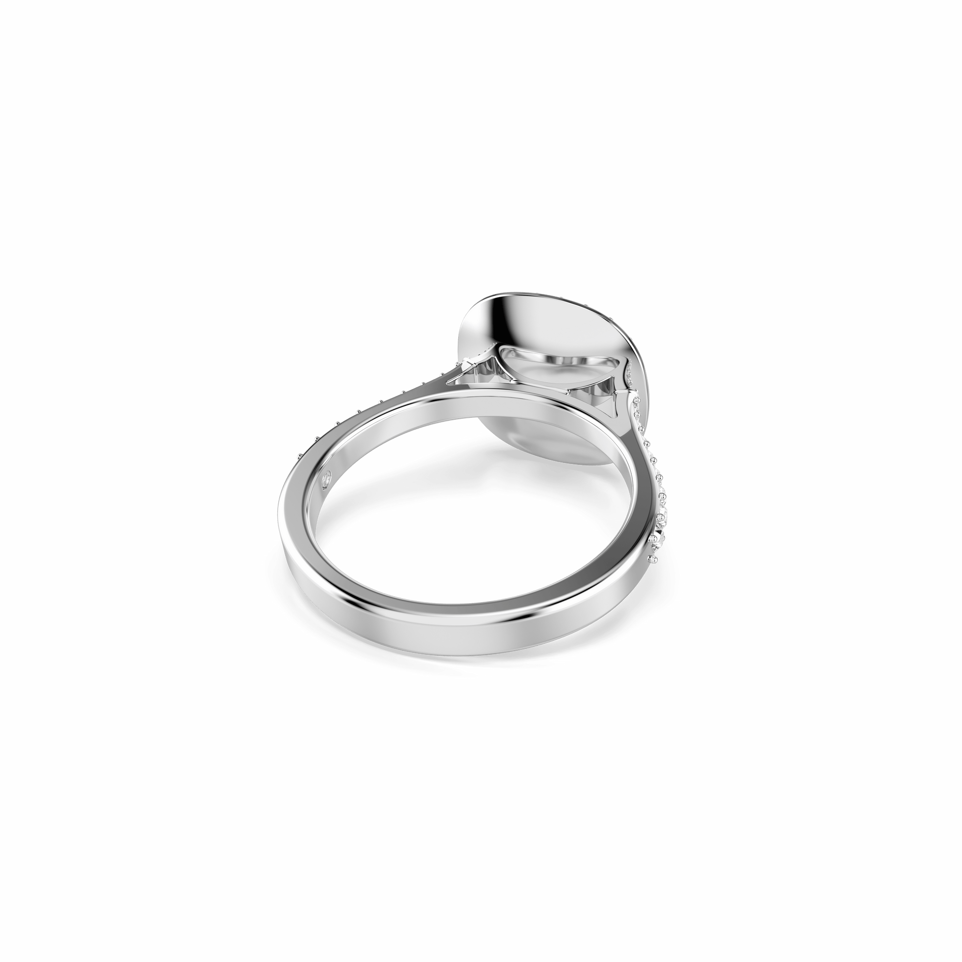 Una Angelic halo ring, Cushion cut, White, Rhodium plated