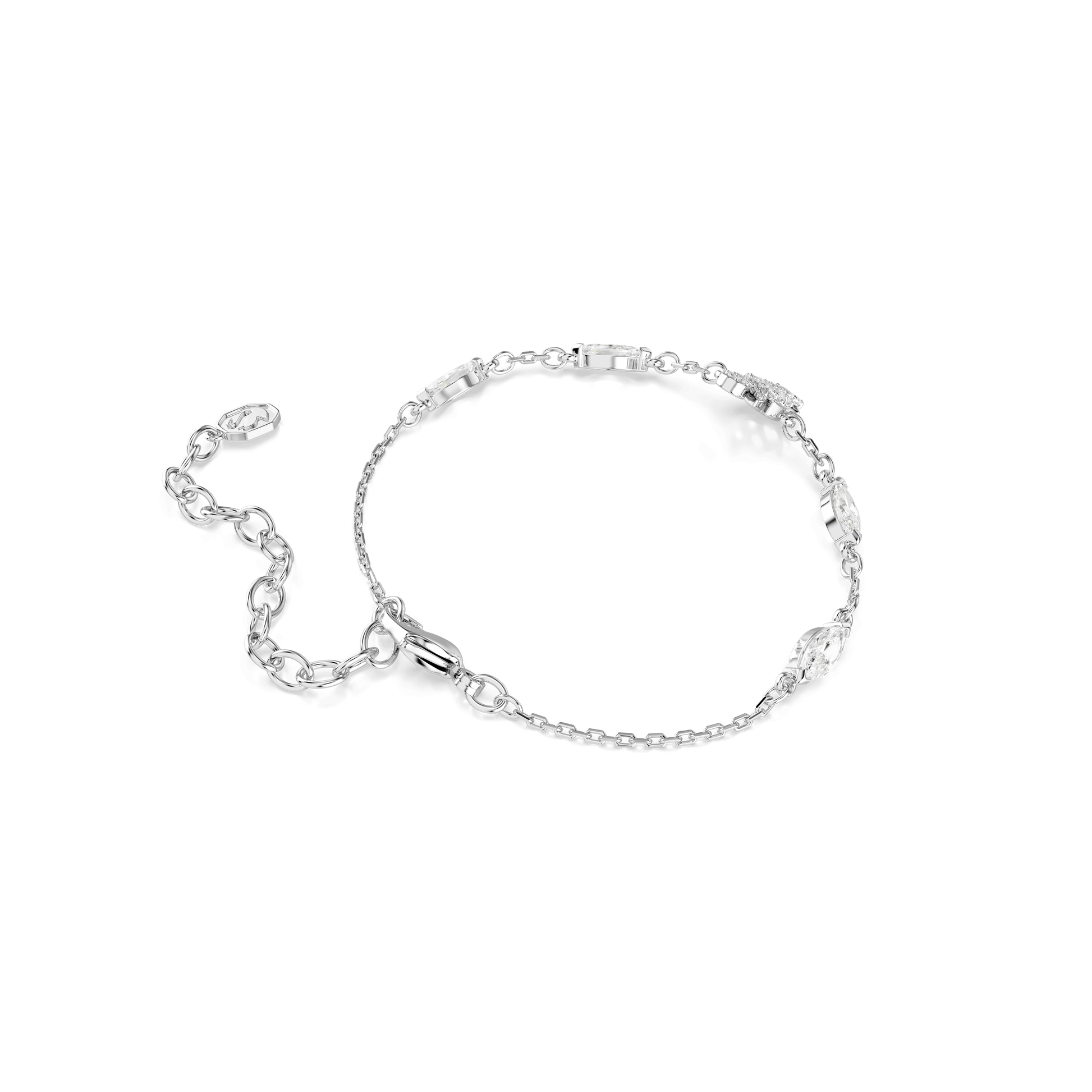 Swan bracelet, Mixed cuts, Swan, White, Rhodium plated
