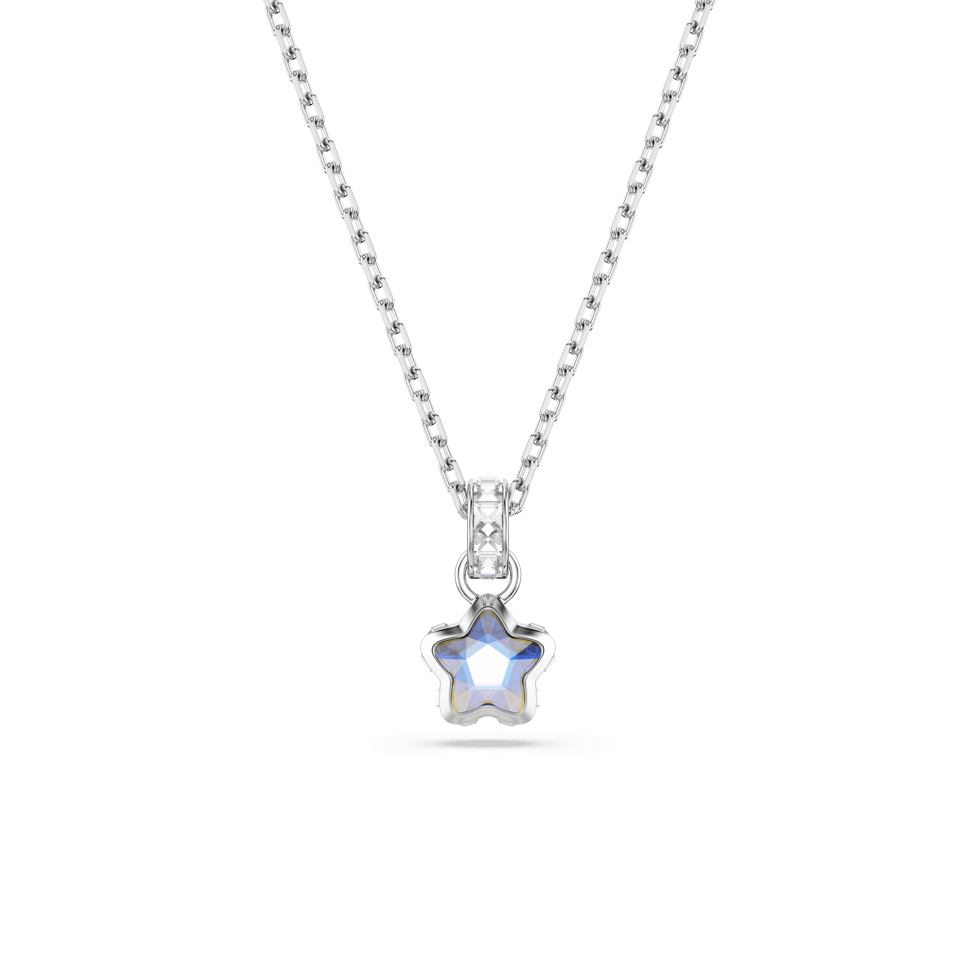 Chroma pendant, Mixed cuts, Star, White, Rhodium plated