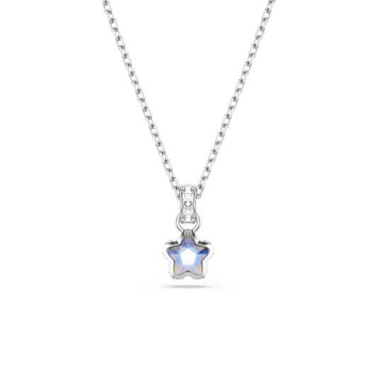 Chroma pendant, Mixed cuts, Star, White, Rhodium plated
