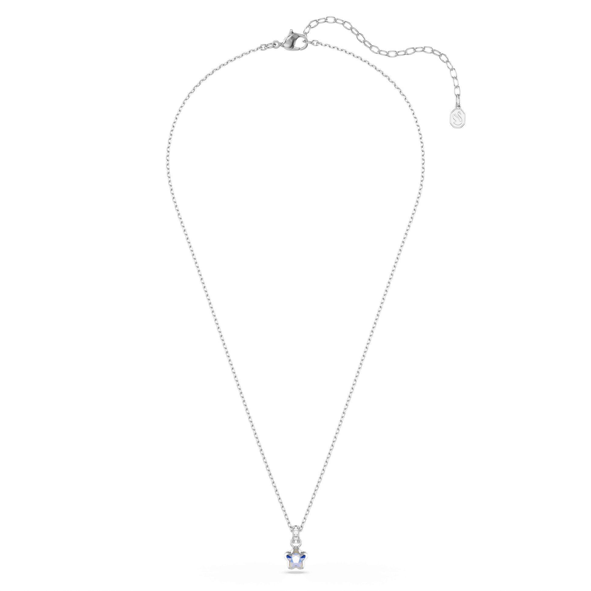 Chroma pendant, Mixed cuts, Star, White, Rhodium plated