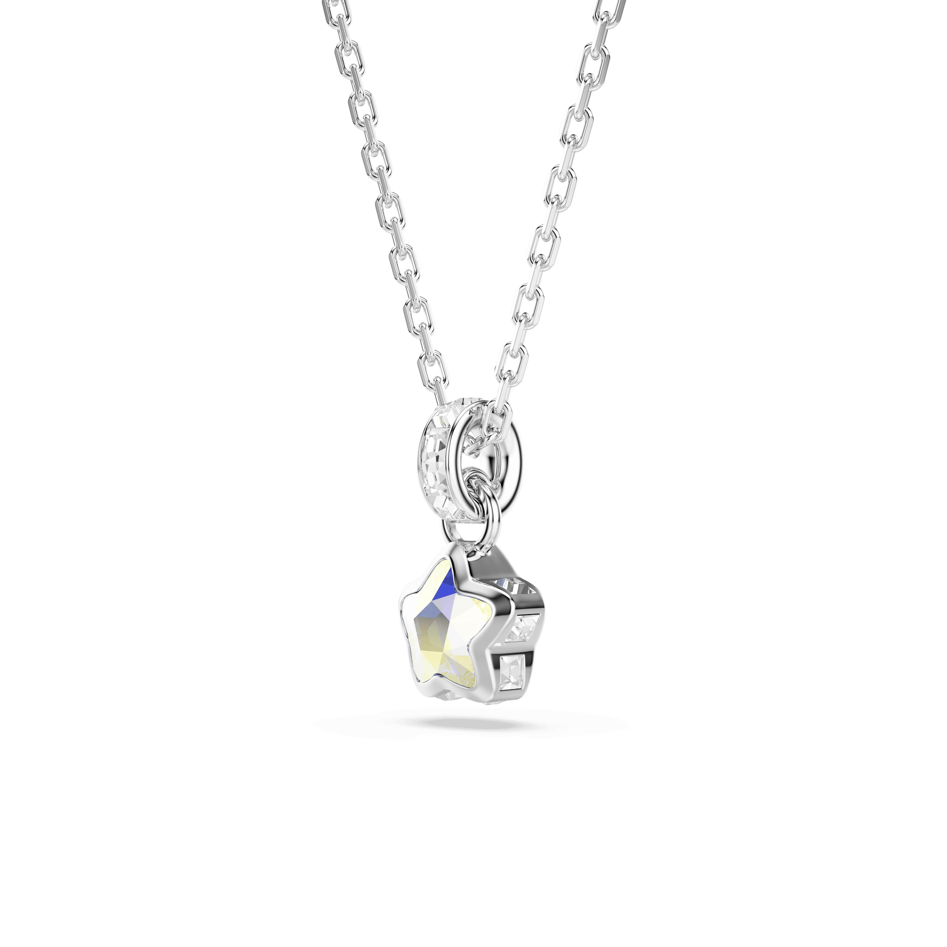 Chroma pendant, Mixed cuts, Star, White, Rhodium plated