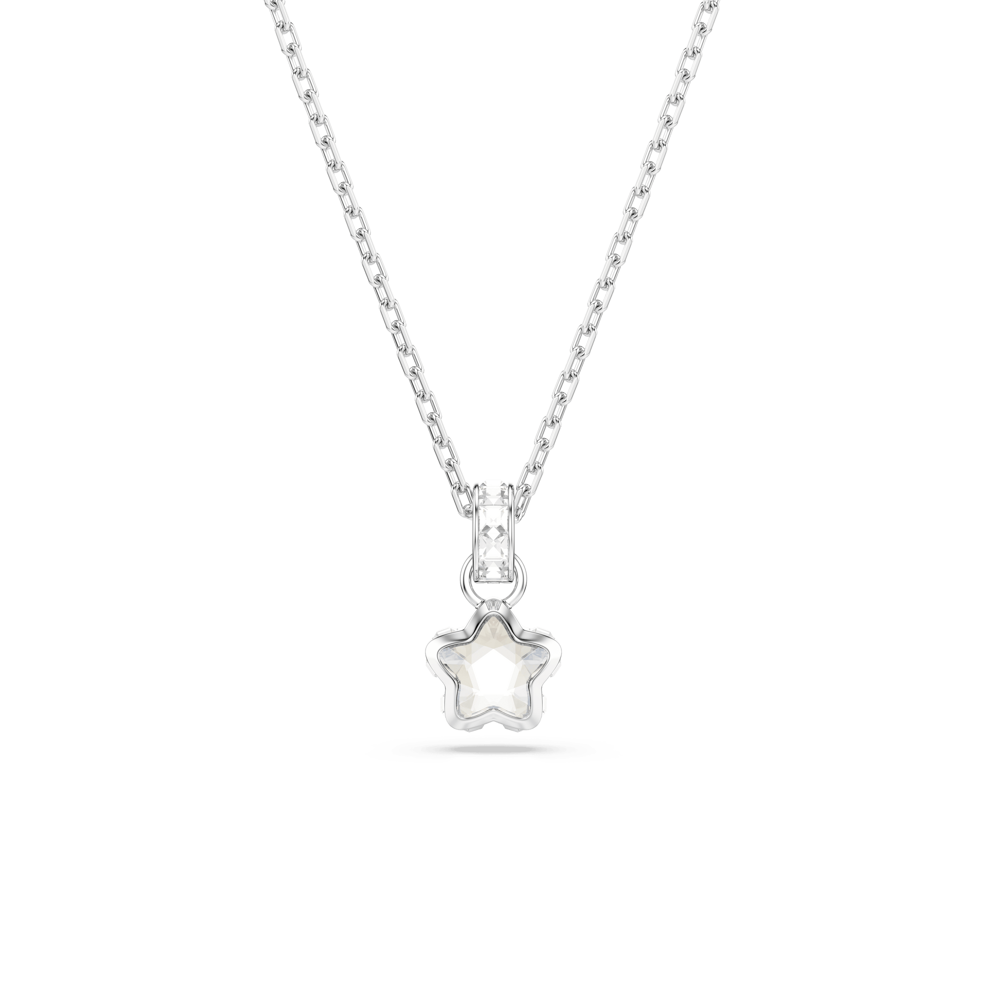 Chroma pendant, Mixed cuts, Star, White, Rhodium plated
