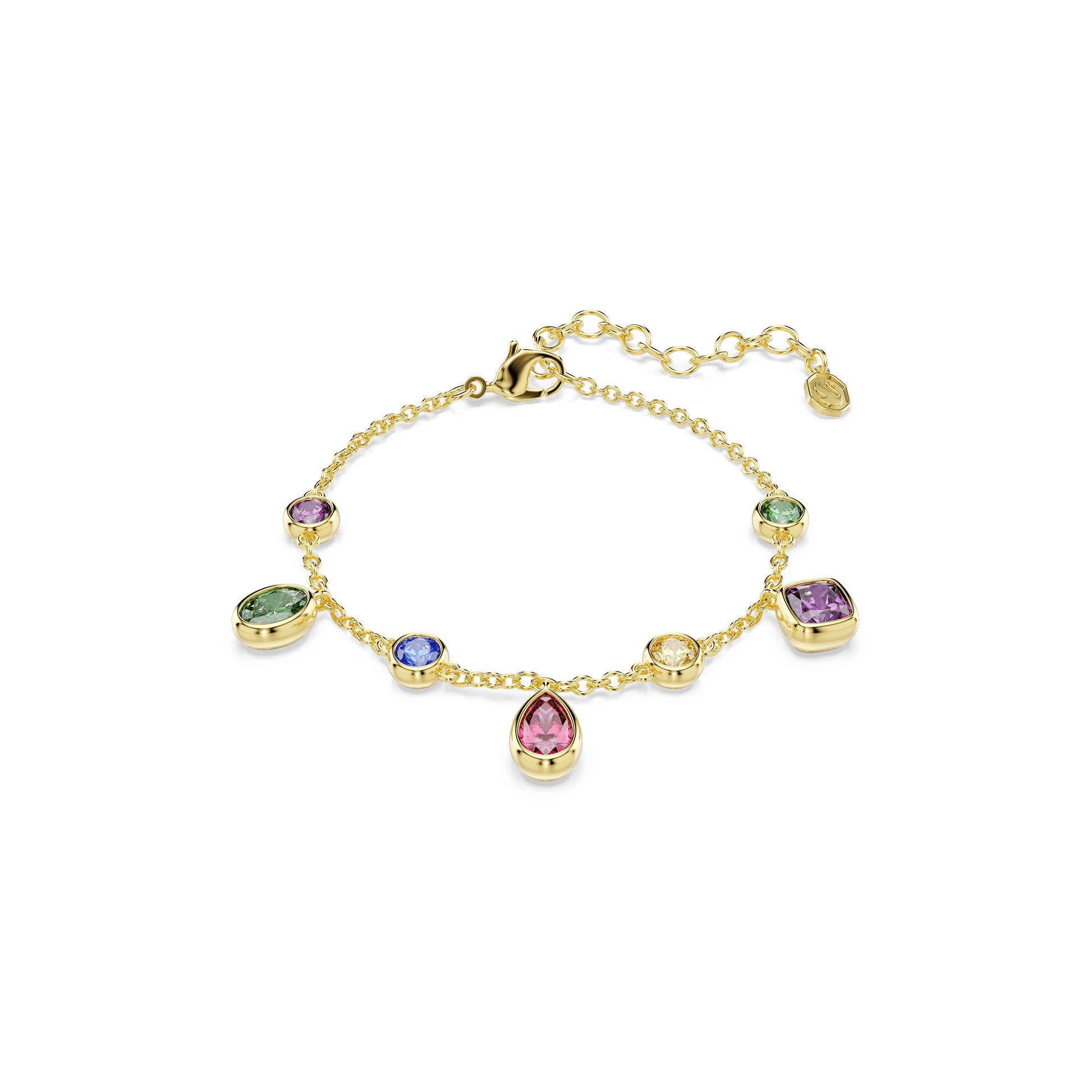 Imber bracelet, Mixed cuts, Multicolored, 18K gold finish