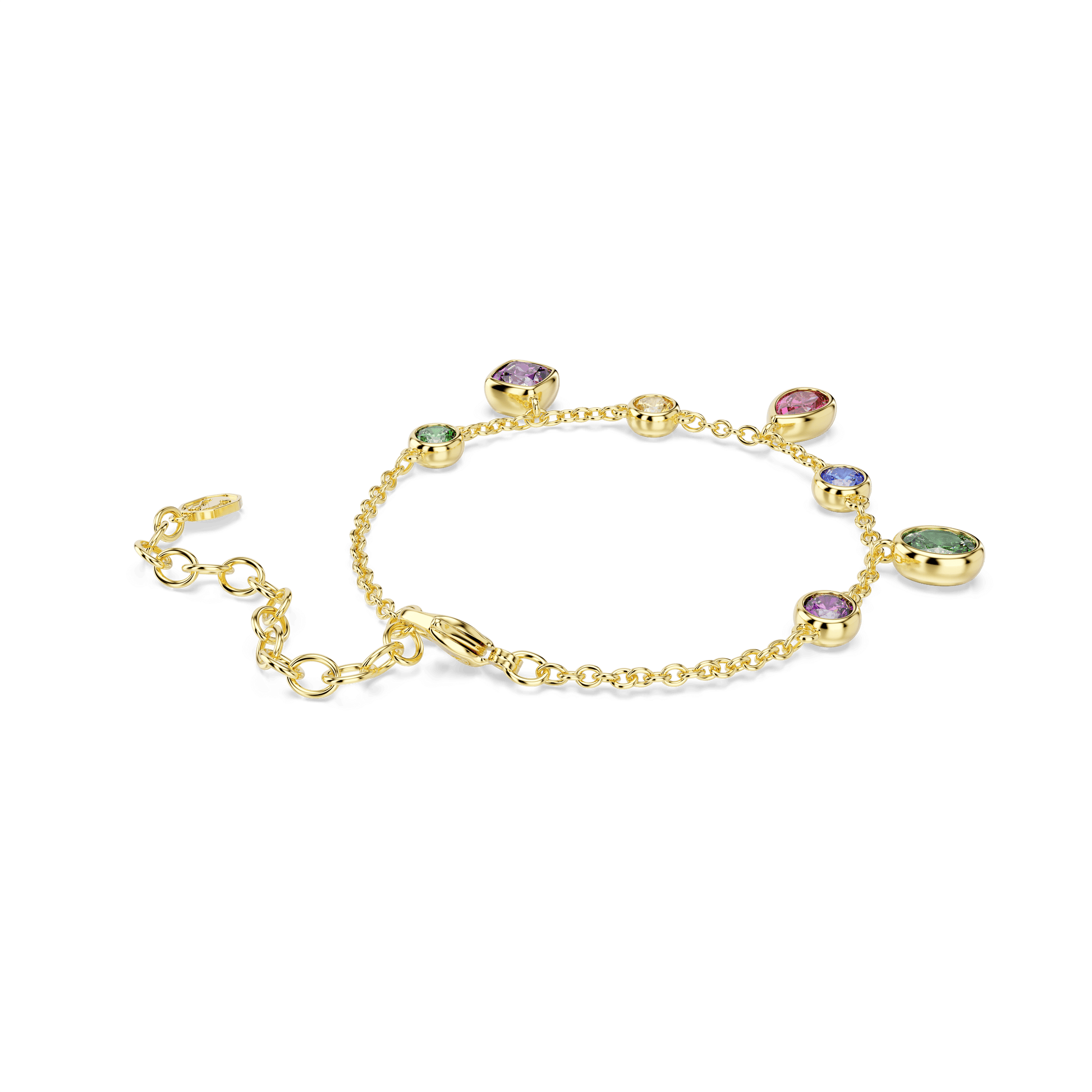 Imber bracelet, Mixed cuts, Multicolored, 18K gold finish