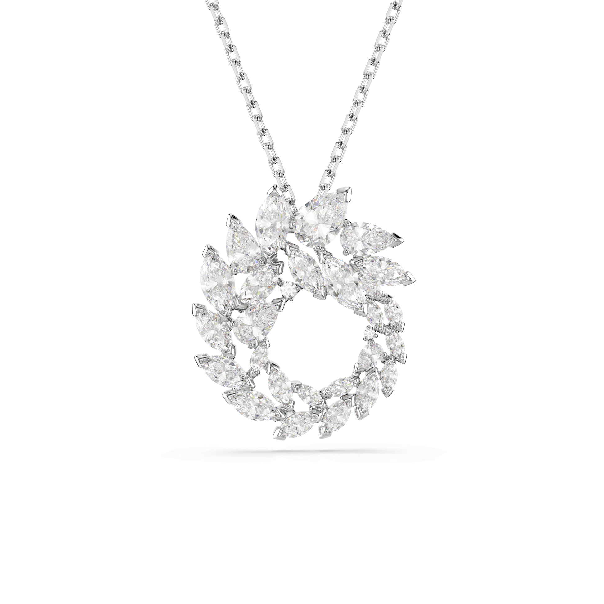 Mesmera pendant, Marquise cut, White, Rhodium plated
