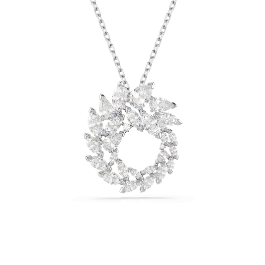 Mesmera pendant, Marquise cut, White, Rhodium plated