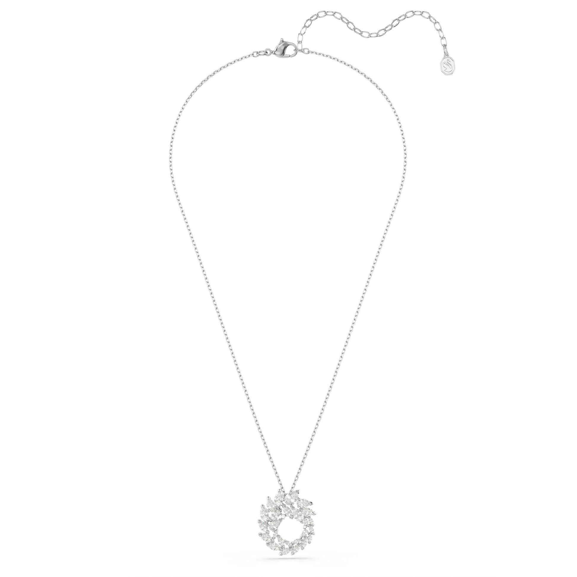 Mesmera pendant, Marquise cut, White, Rhodium plated