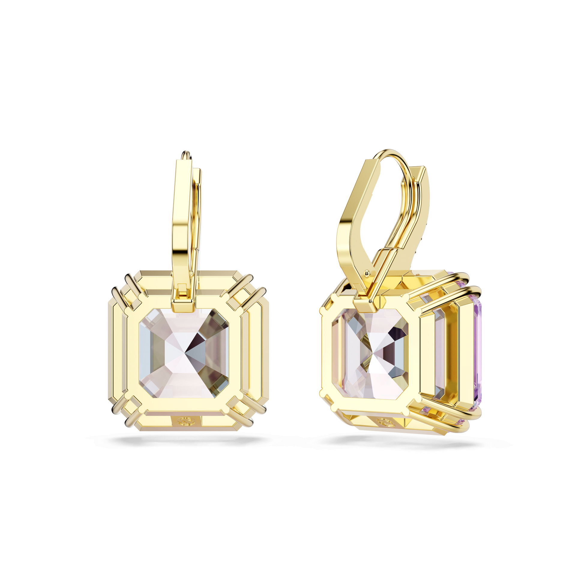 Millenia drop earrings, Square cut, Purple, 18K gold finish