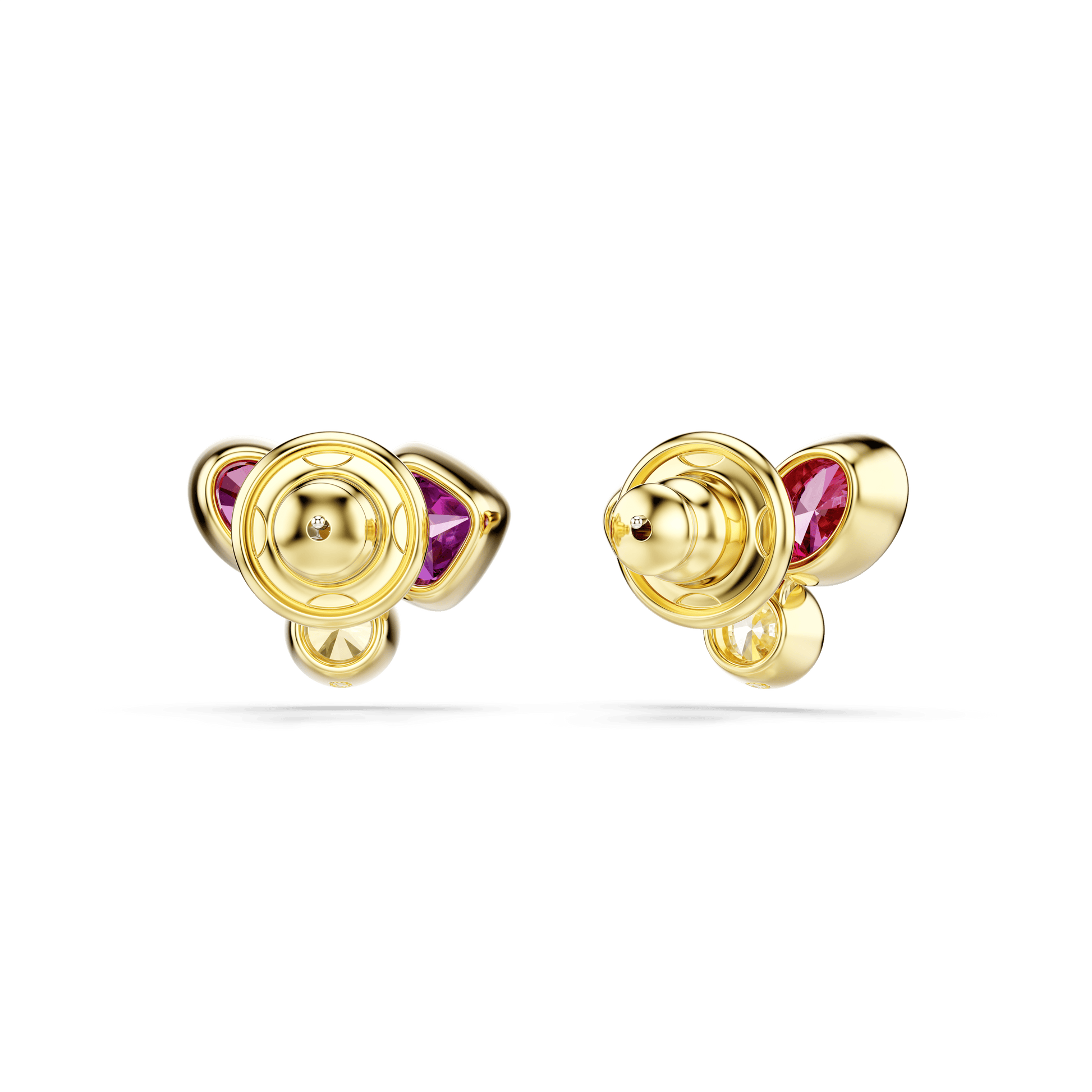 Imber stud earrings, Mixed cuts, Multicolored, 18K gold finish