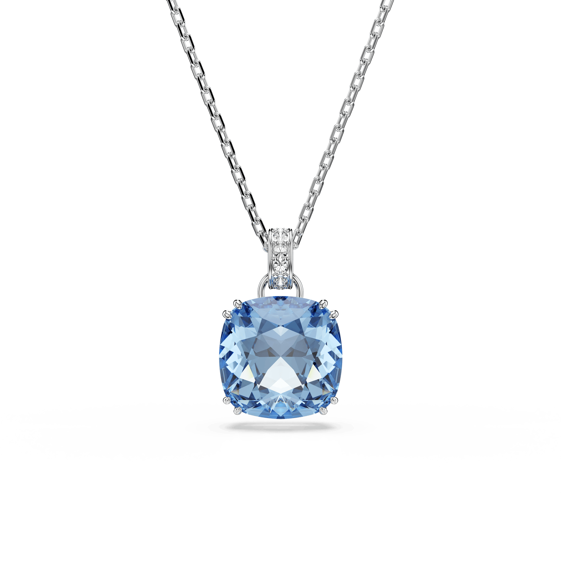 Millenia pendant, Cushion cut, Blue, Rhodium plated