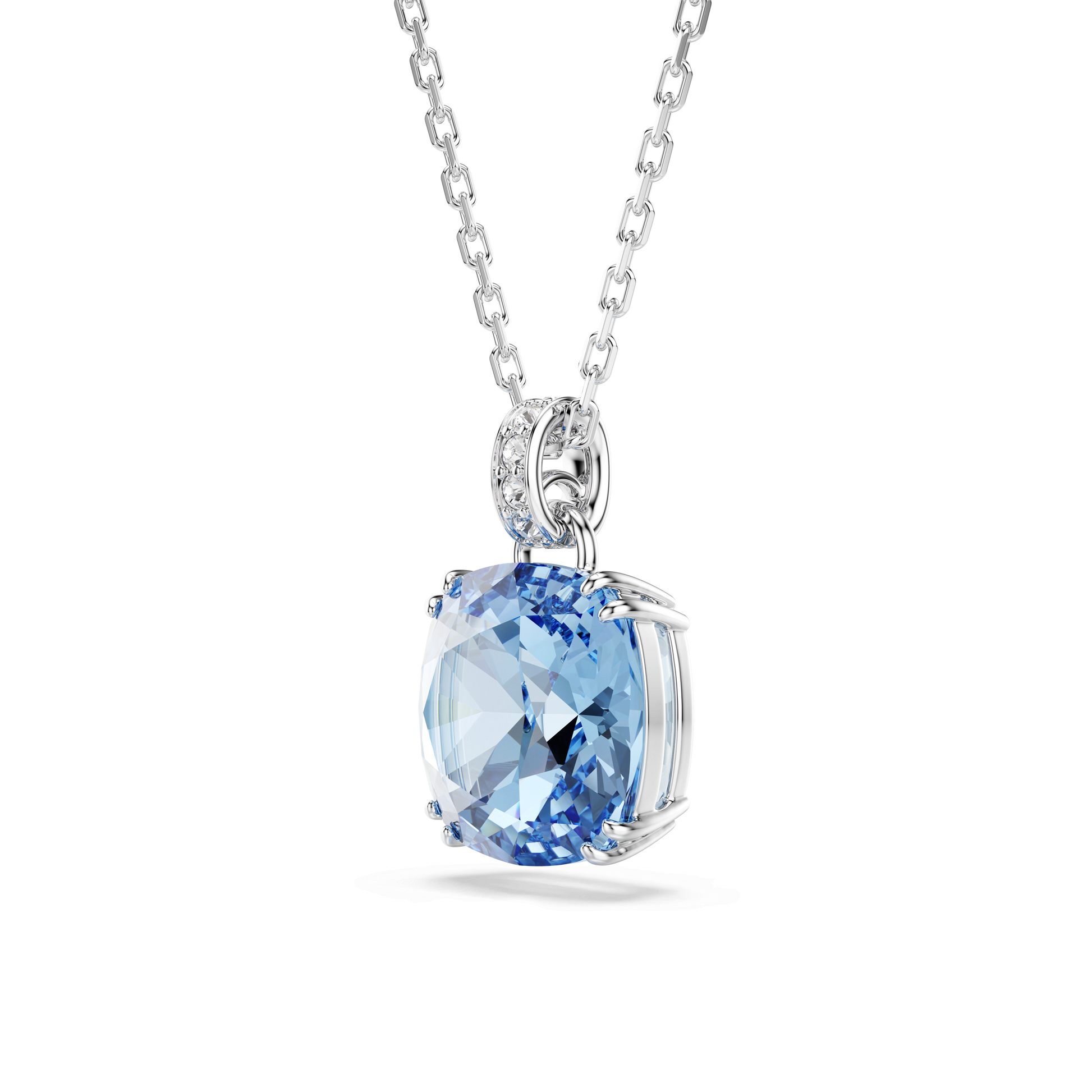 Millenia pendant, Cushion cut, Blue, Rhodium plated
