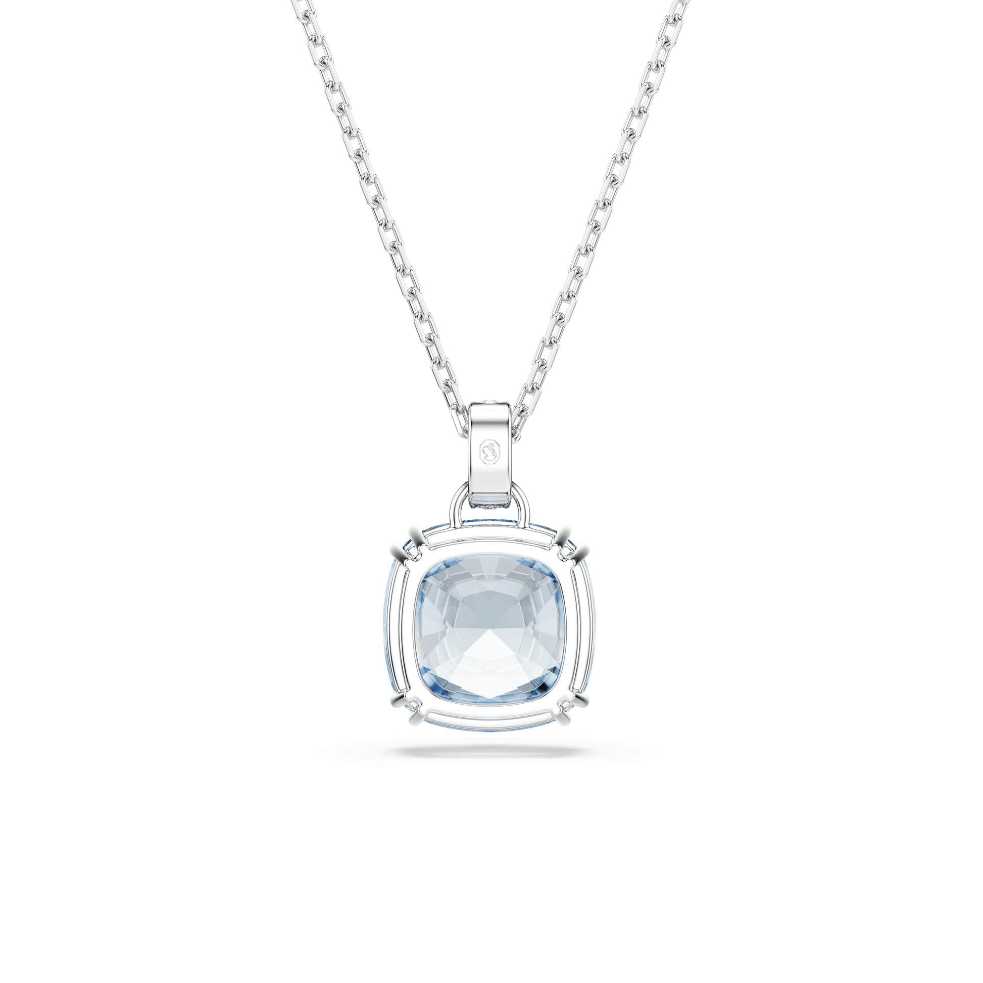 Millenia pendant, Cushion cut, Blue, Rhodium plated
