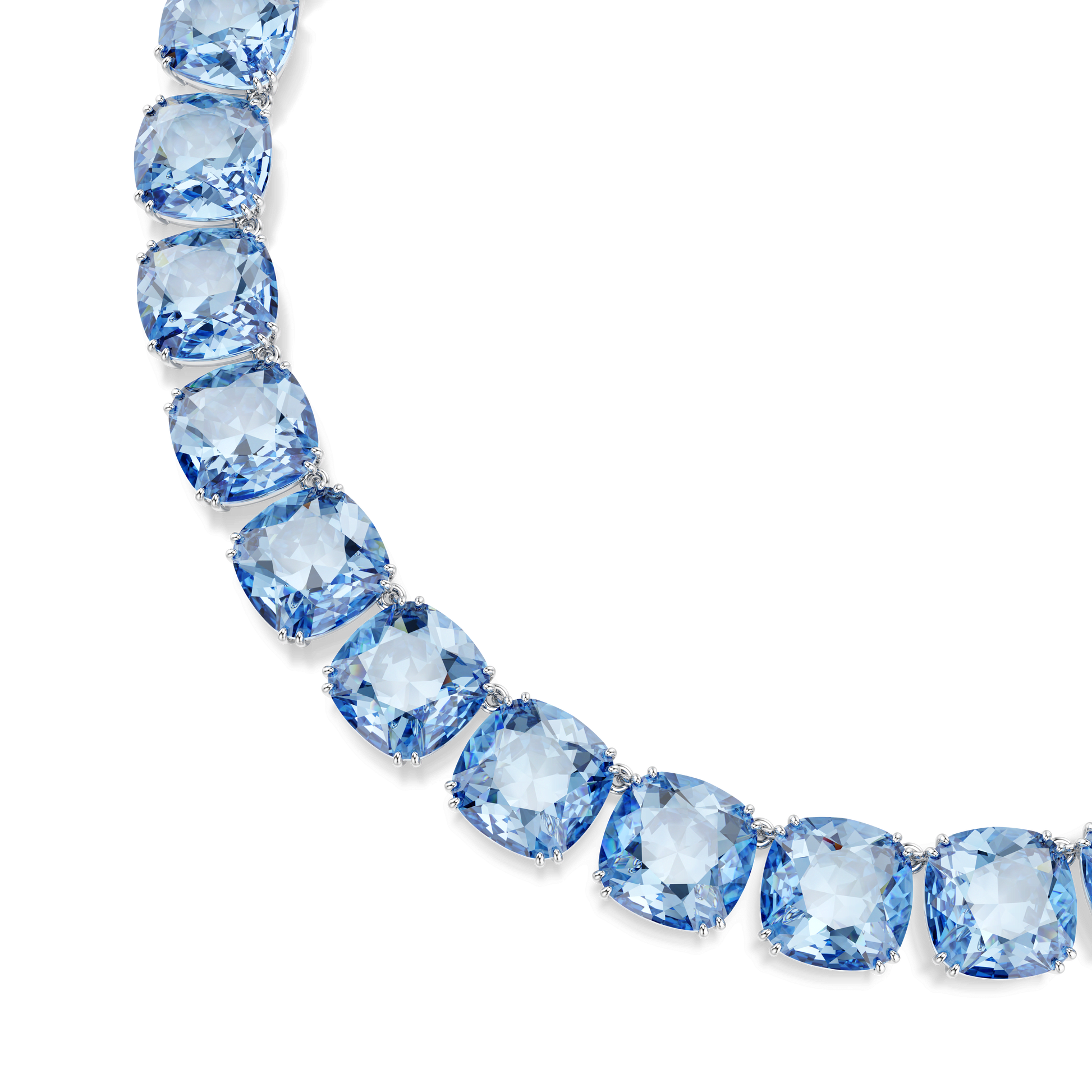Millenia necklace, Cushion cut, Blue, Rhodium plated