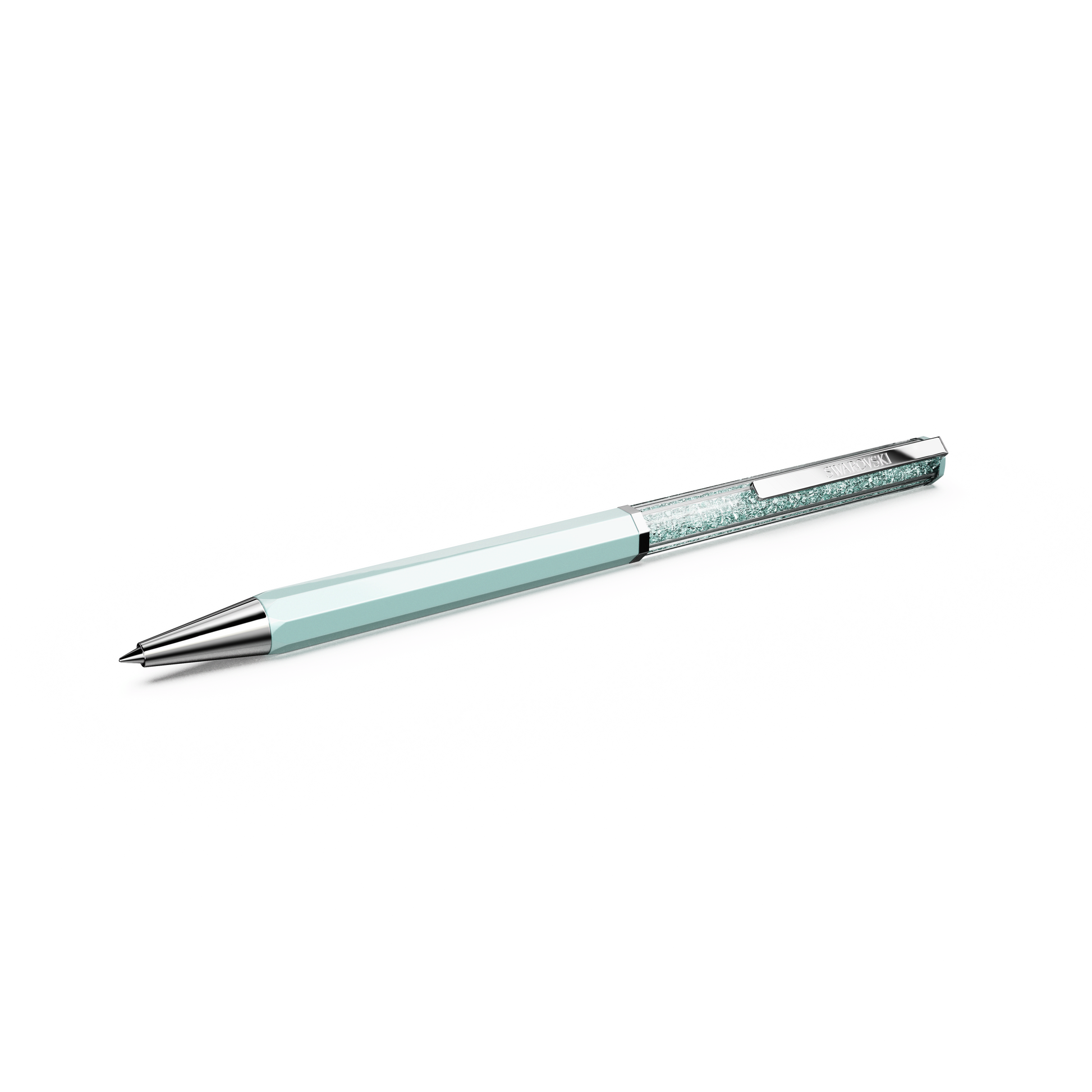 Crystalline ballpoint pen, Blue lacquered, Chrome plated