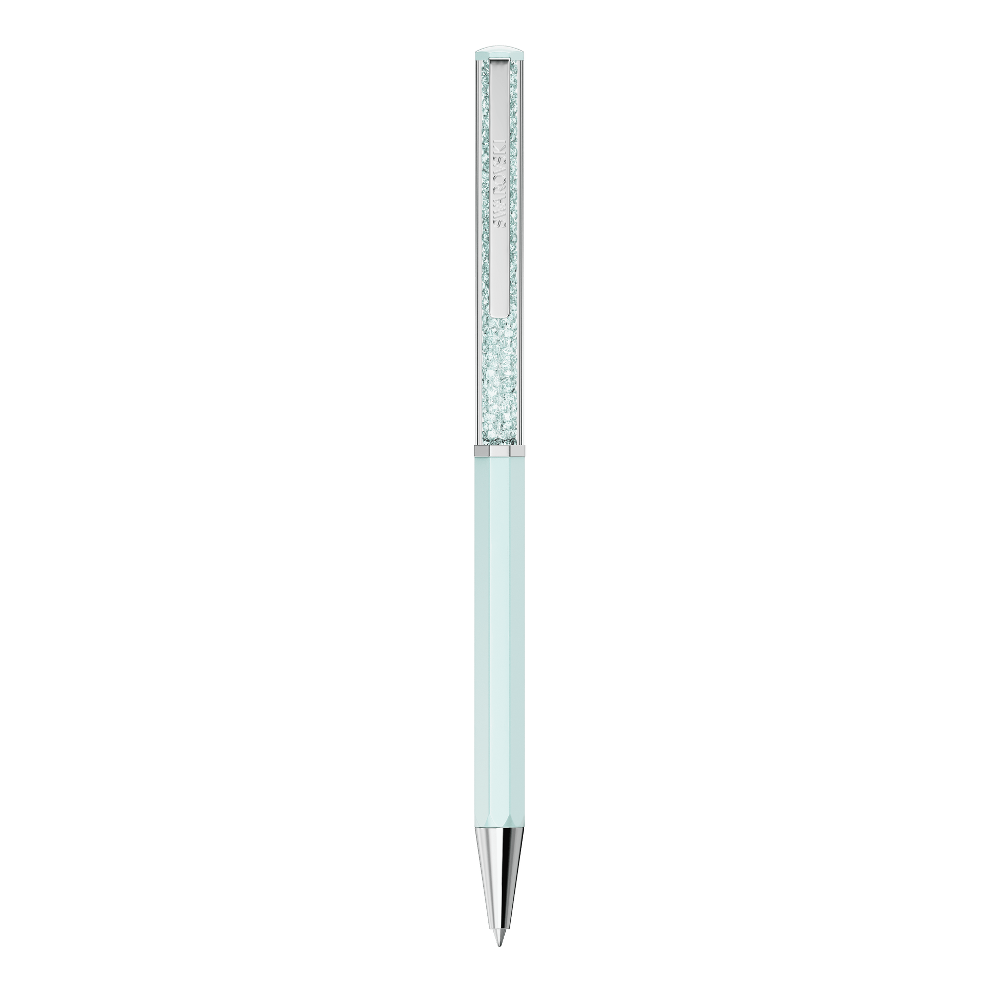 Crystalline ballpoint pen, Blue lacquered, Chrome plated