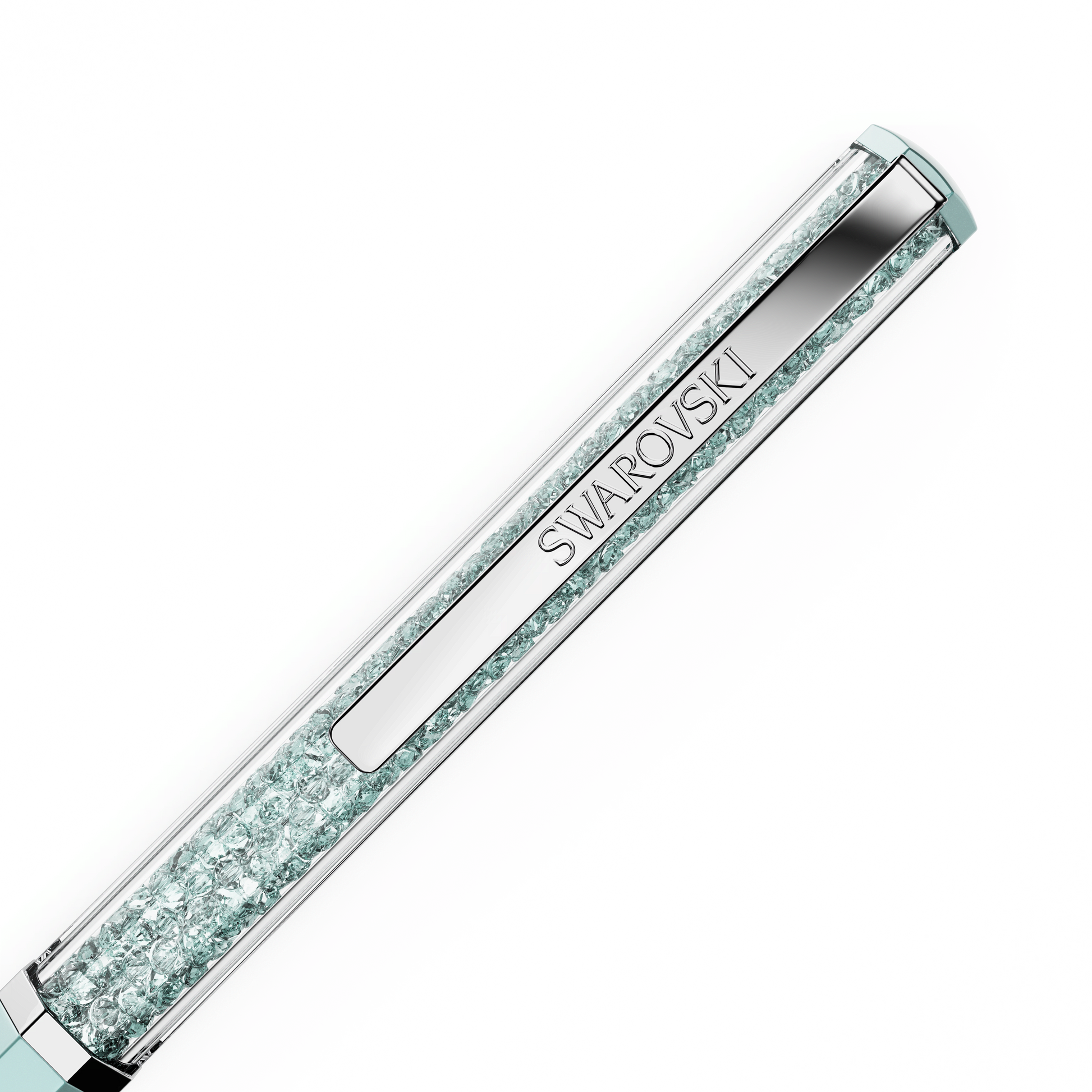 Crystalline ballpoint pen, Blue lacquered, Chrome plated