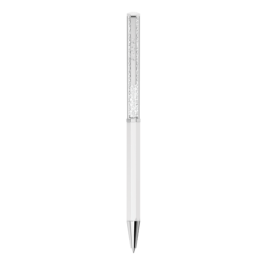 Crystalline ballpoint pen, White lacquered, Chrome plated
