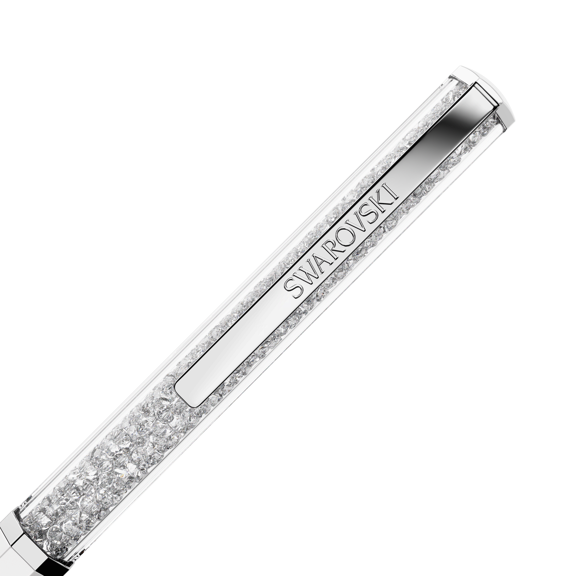 Crystalline ballpoint pen, White lacquered, Chrome plated