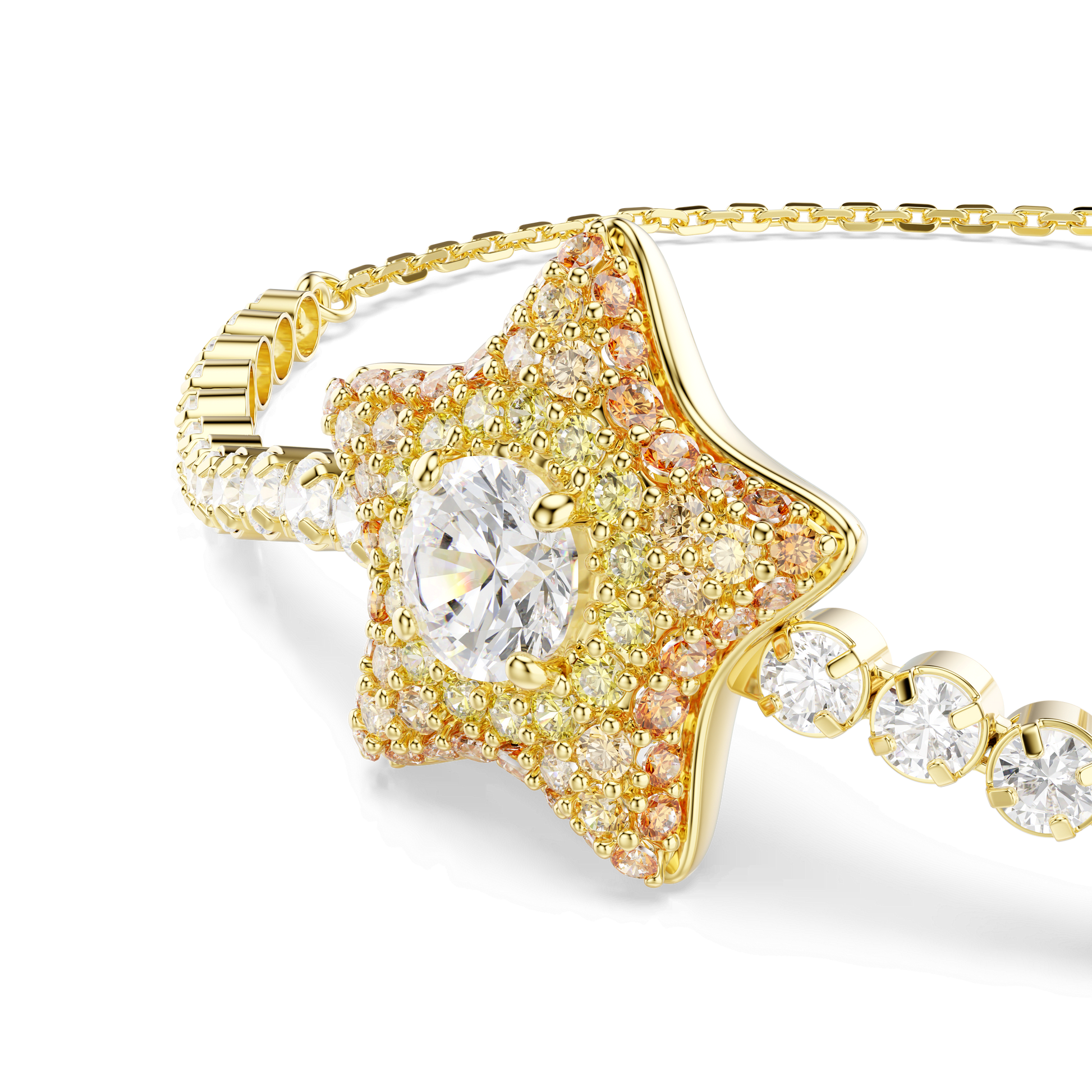 Sublima bracelet, Round cut, Star, Multicolored, 18K gold finish
