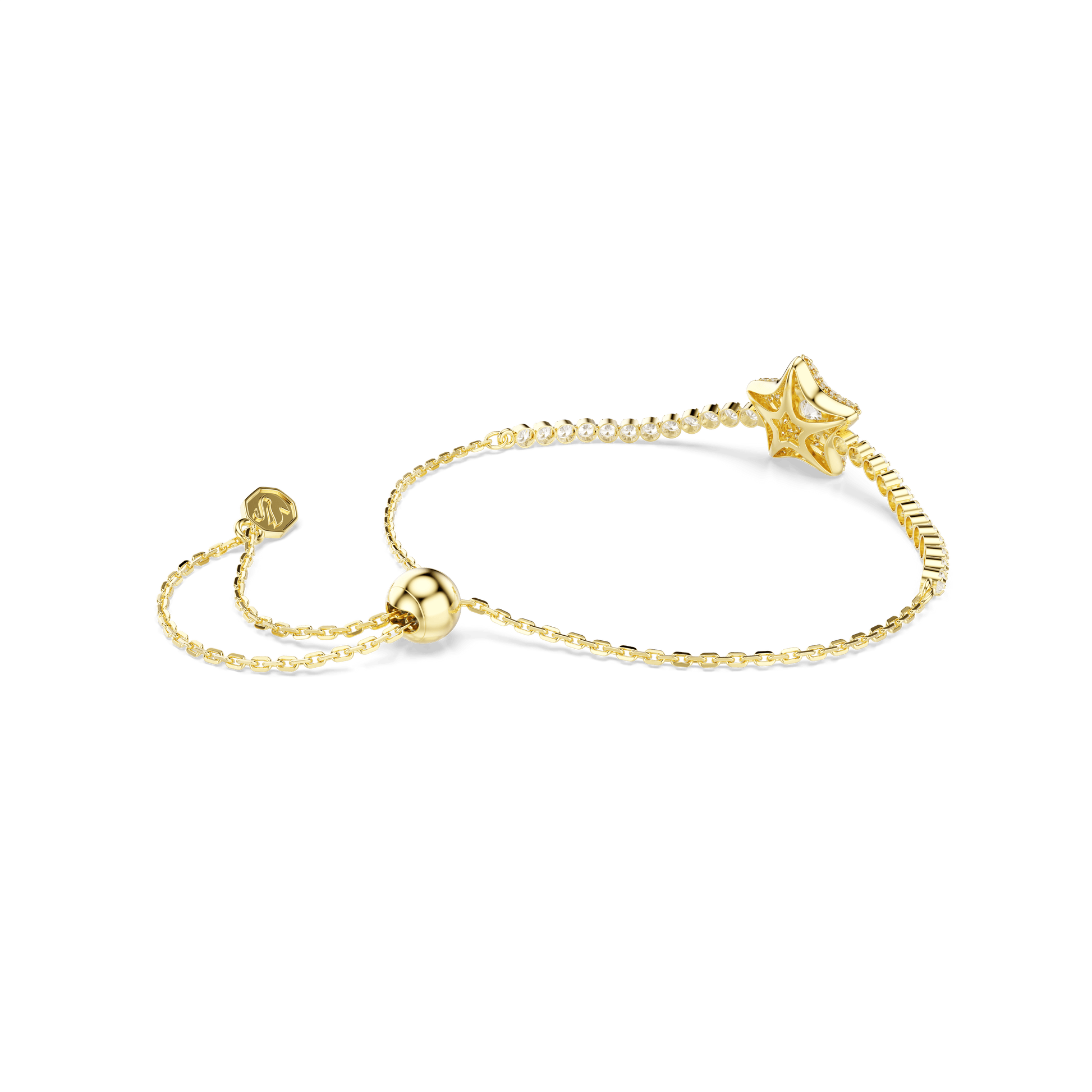 Sublima bracelet, Round cut, Star, Multicolored, 18K gold finish