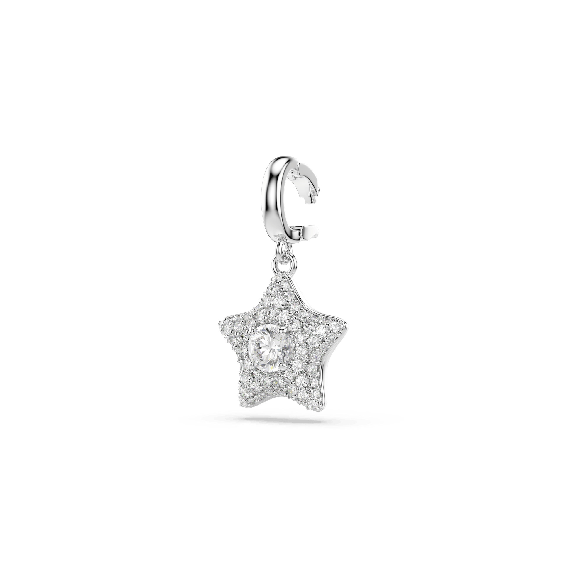 Sublima charm, Round cut, Star, White, Rhodium plated