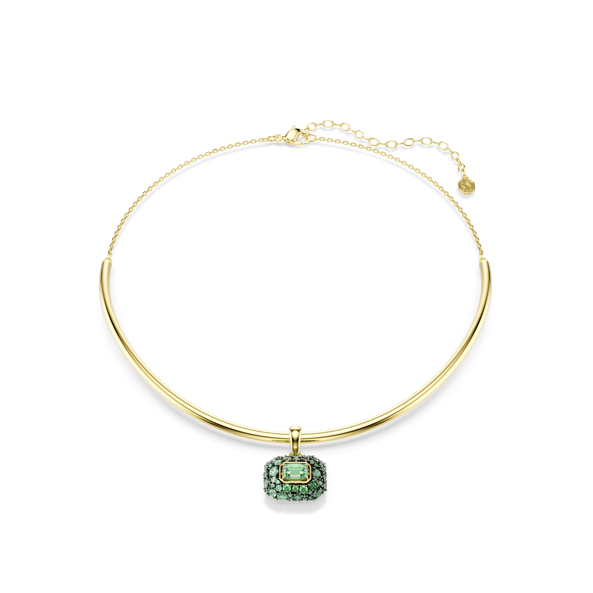 Sublima choker, Octagon cut, Green, 18K gold finish