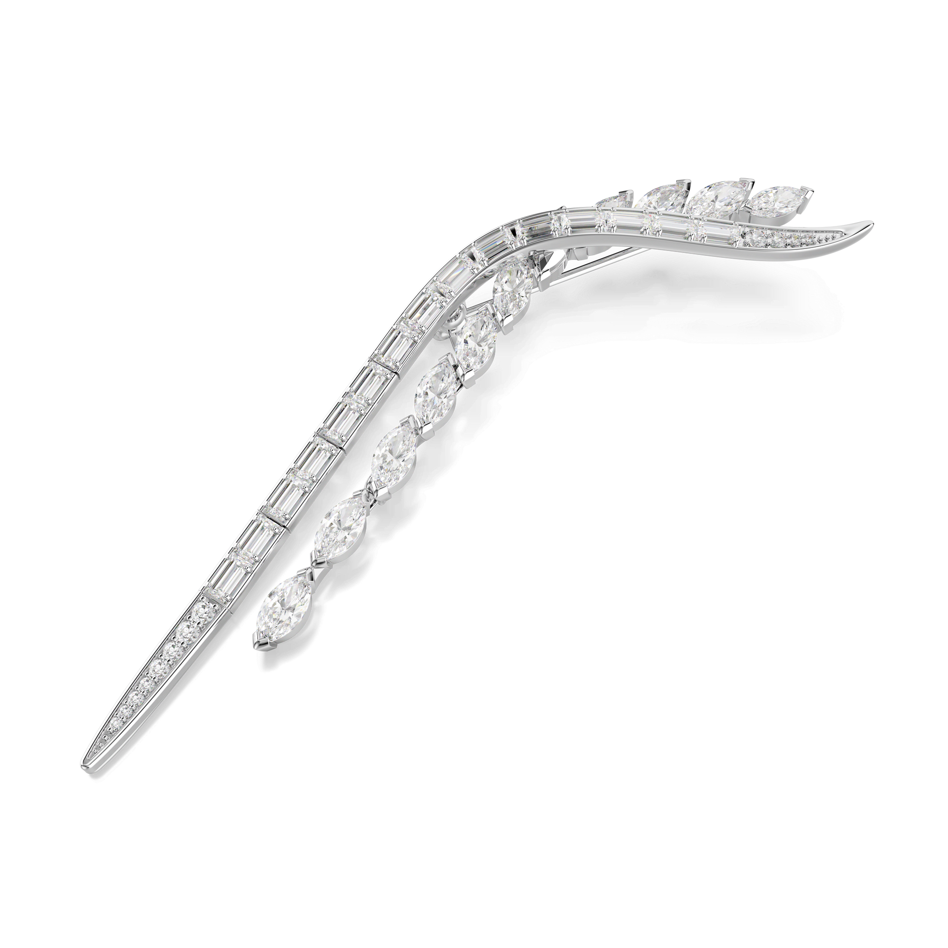 Mesmera brooch, Mixed cuts, White, Rhodium plated