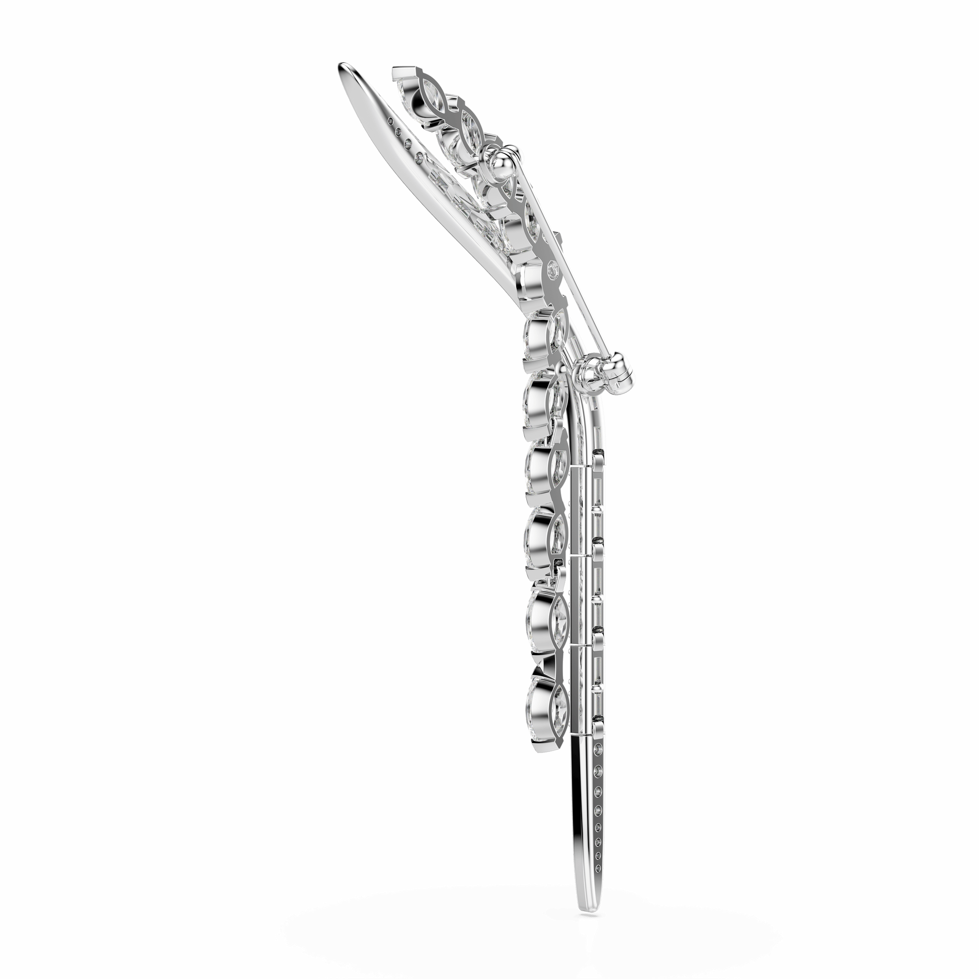 Mesmera brooch, Mixed cuts, White, Rhodium plated