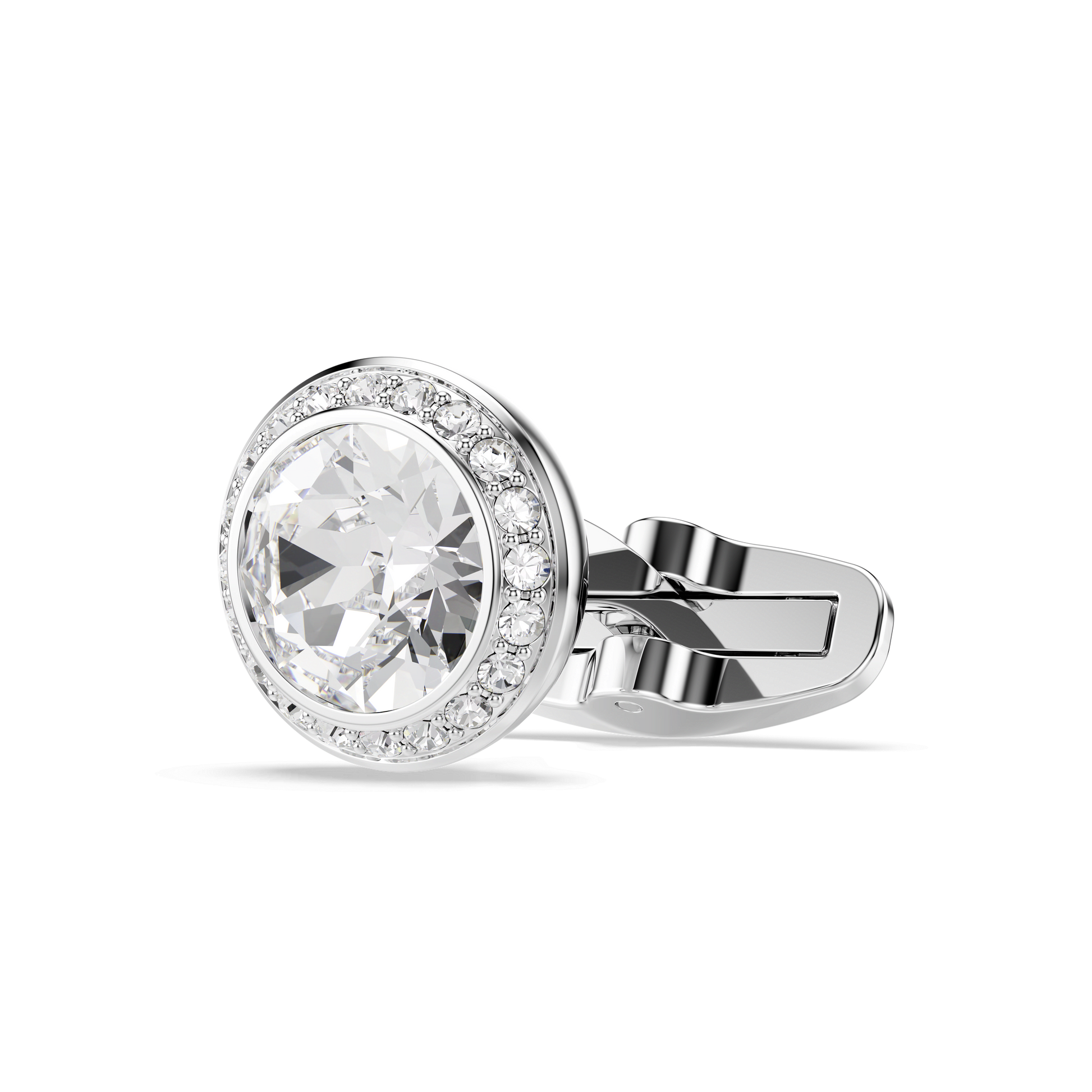 Una Angelic cufflinks, Round cut, White, Rhodium plated