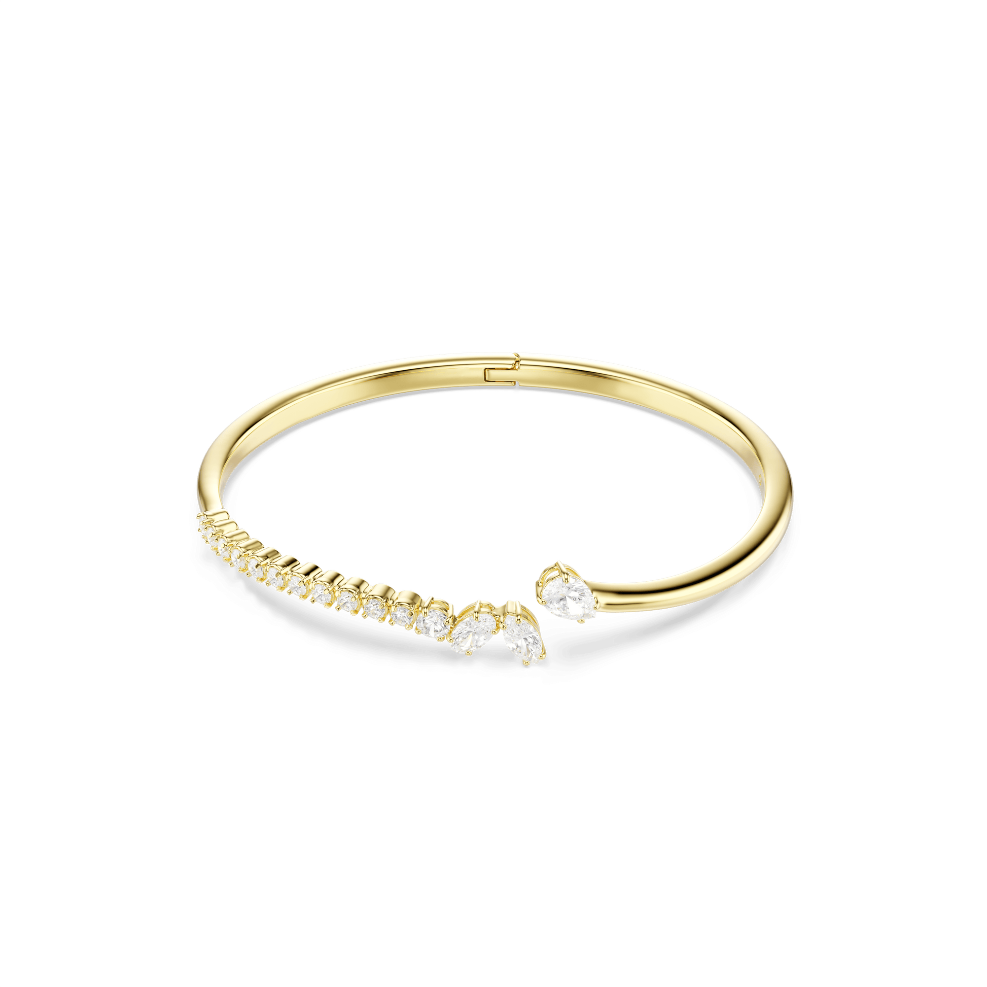 Mesmera bangle, Mixed cuts, White, 18K gold finish