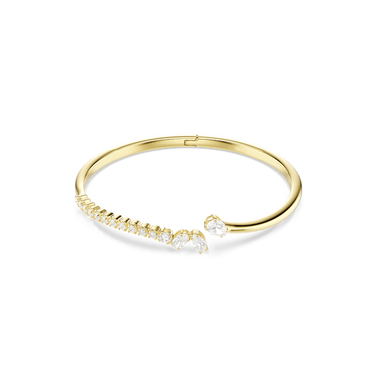 Mesmera bangle, Mixed cuts, White, 18K gold finish