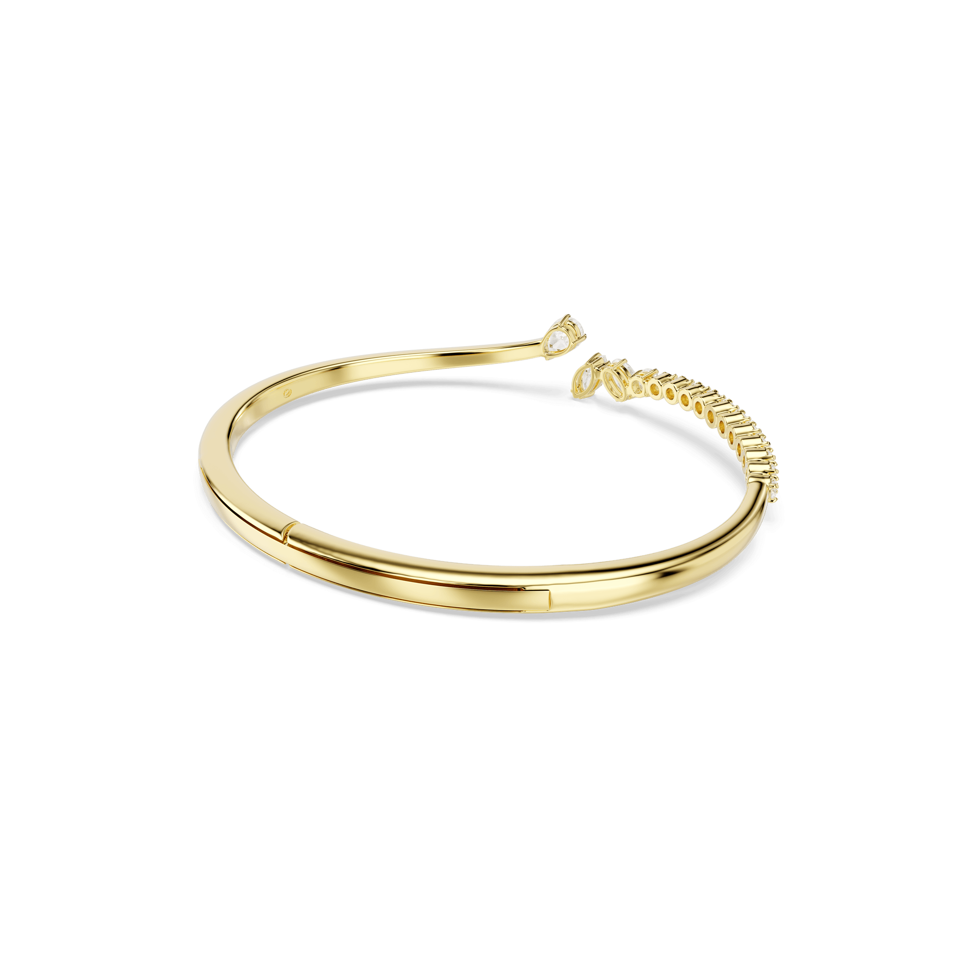 Mesmera bangle, Mixed cuts, White, 18K gold finish