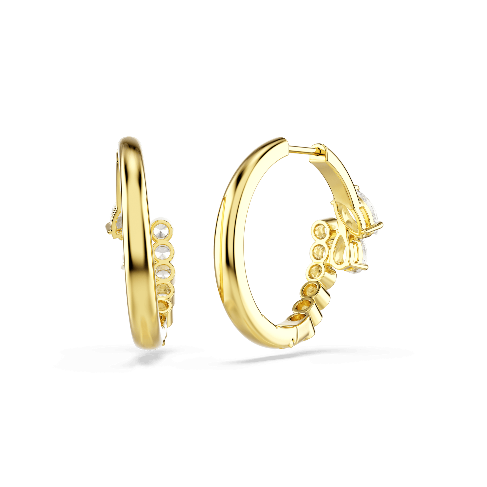 Mesmera hoop earrings, Mixed cuts, White, 18K gold finish