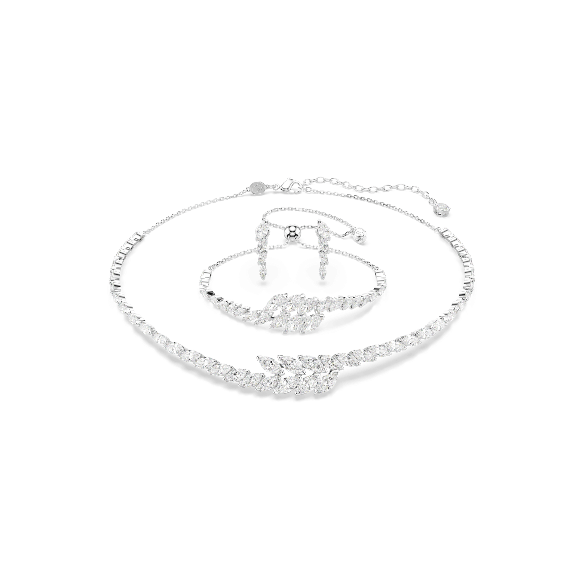 Mesmera set, Set (3), Marquise cut, White, Rhodium plated