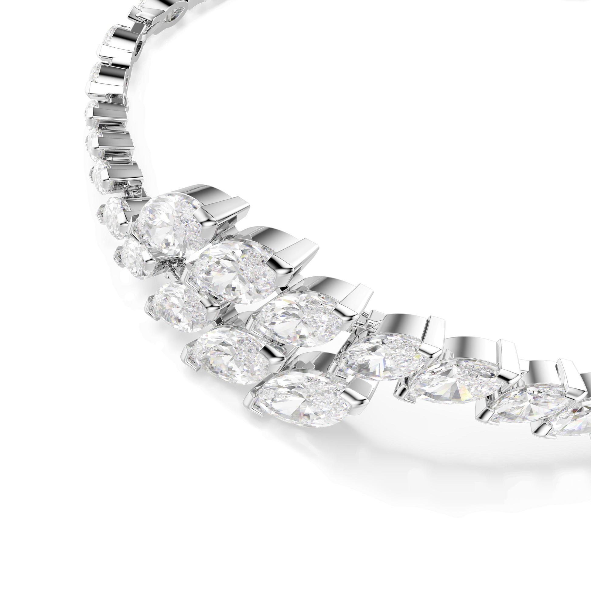 Mesmera set, Set (3), Marquise cut, White, Rhodium plated