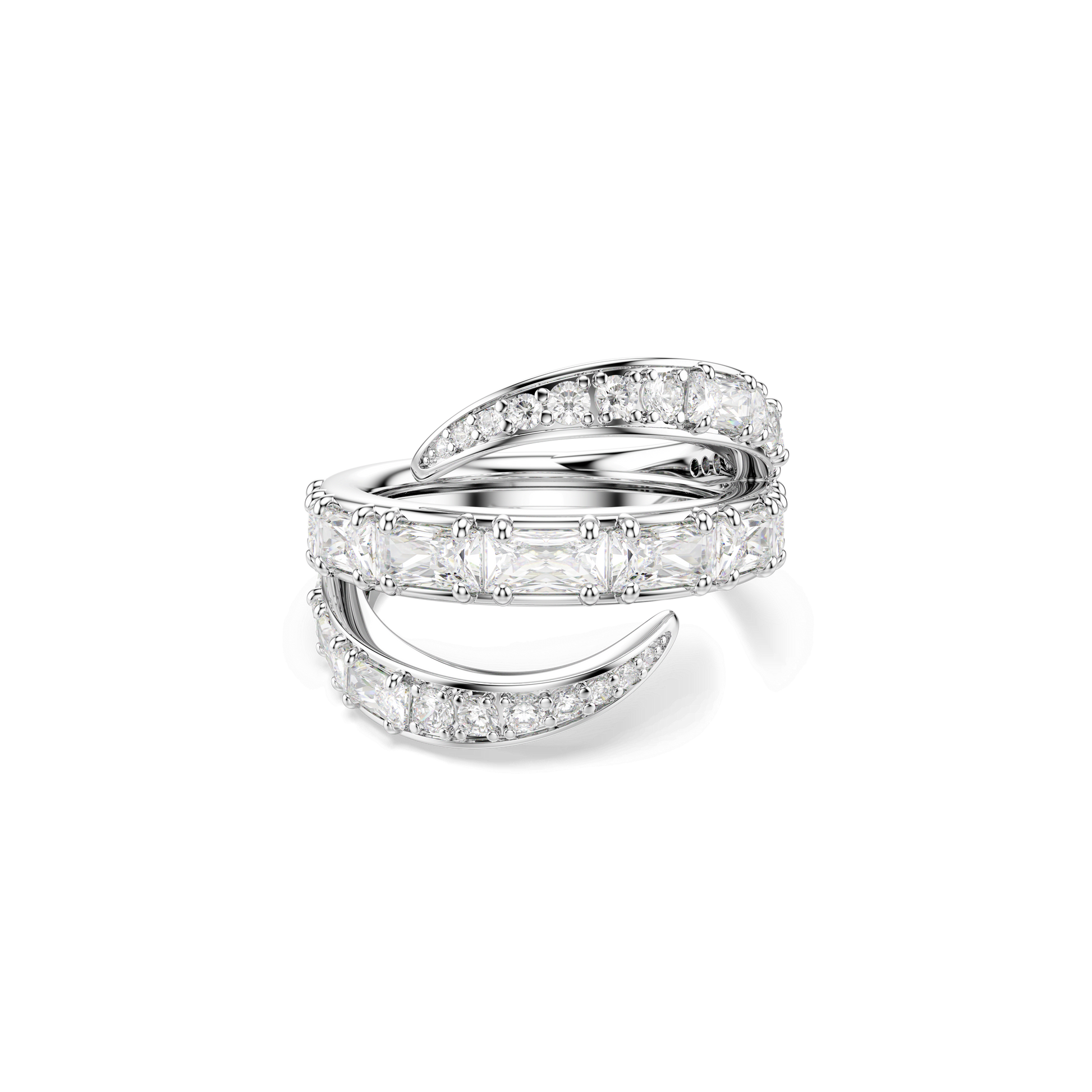 Vienna ring, Mixed cuts, Swan, White, Rhodium plated