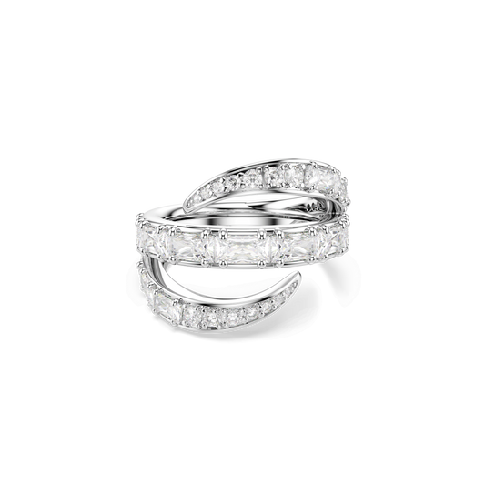 Vienna ring, Mixed cuts, Swan, White, Rhodium plated
